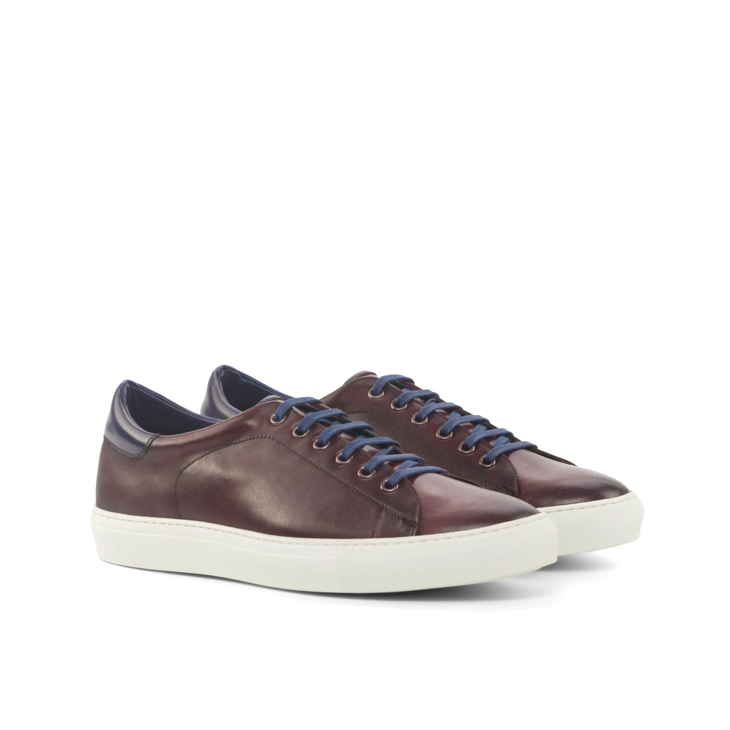 Burgundy leather Gake Trainer Sneakers II cupsole trainer back view
