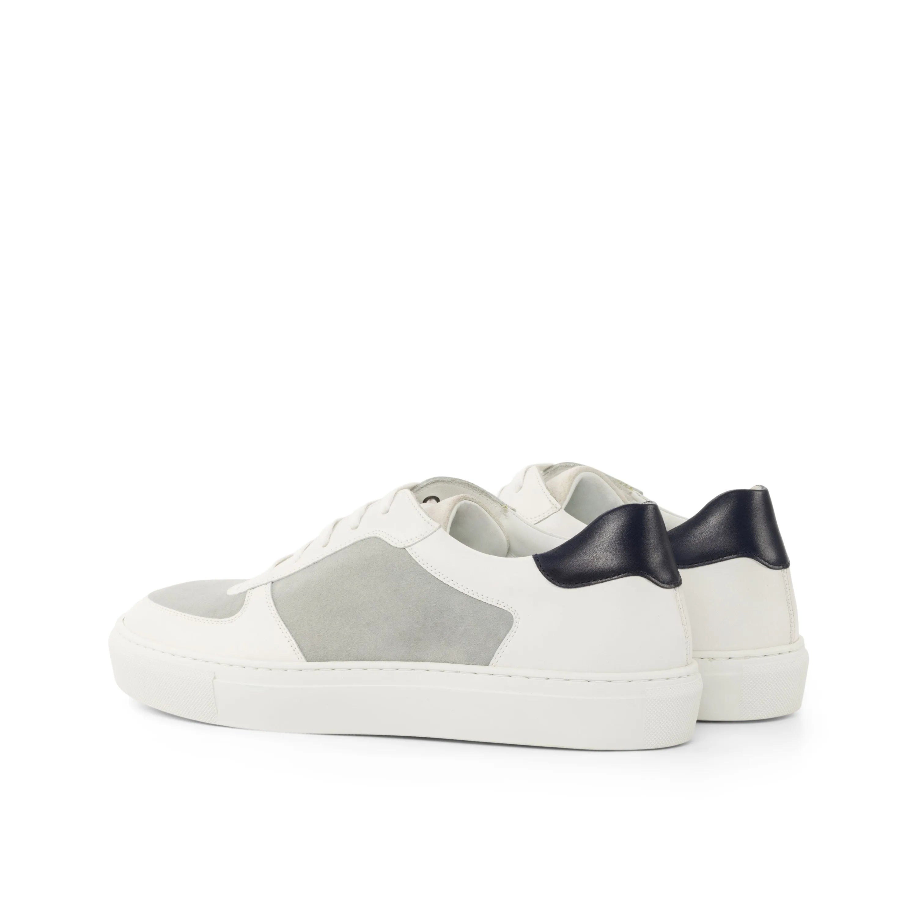 Galaxie low trainer sneaker in white and gray leather