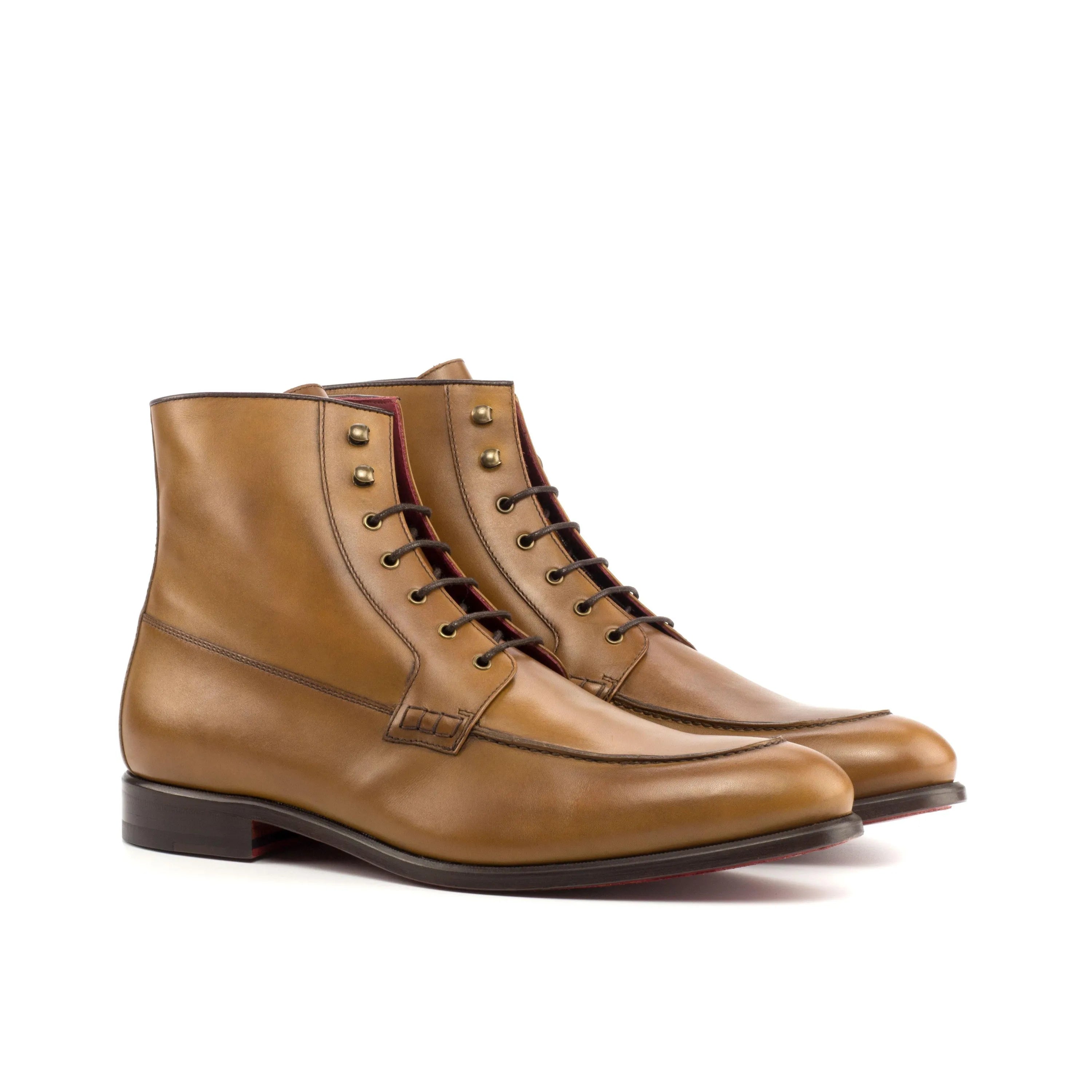 Georgino moc boot with tan leather lace-up design