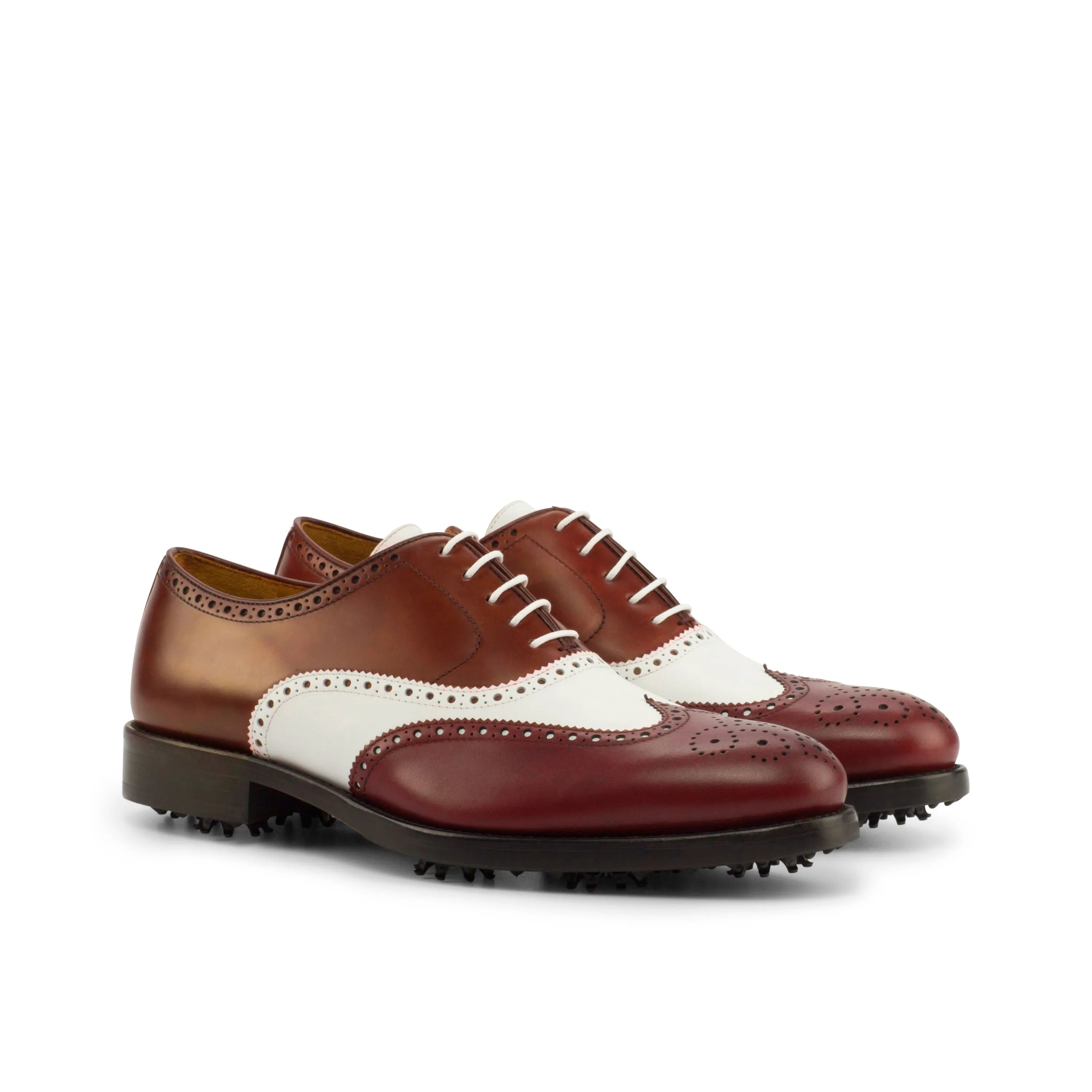 GoLong Full Brogue golf shoes II two-tone leather brogue golf shoes