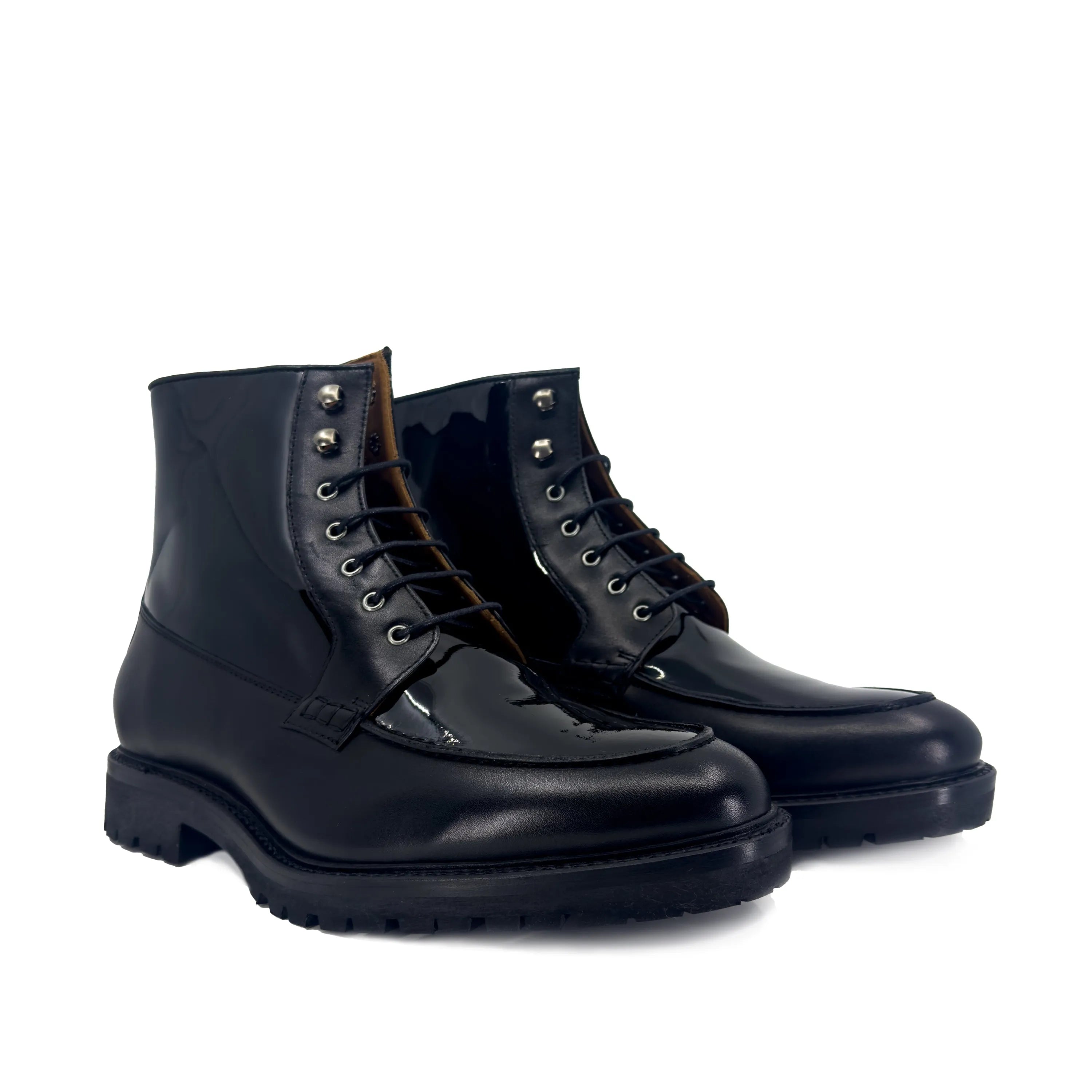 Pair of black leather lace-up Grandeur Moc Boot II