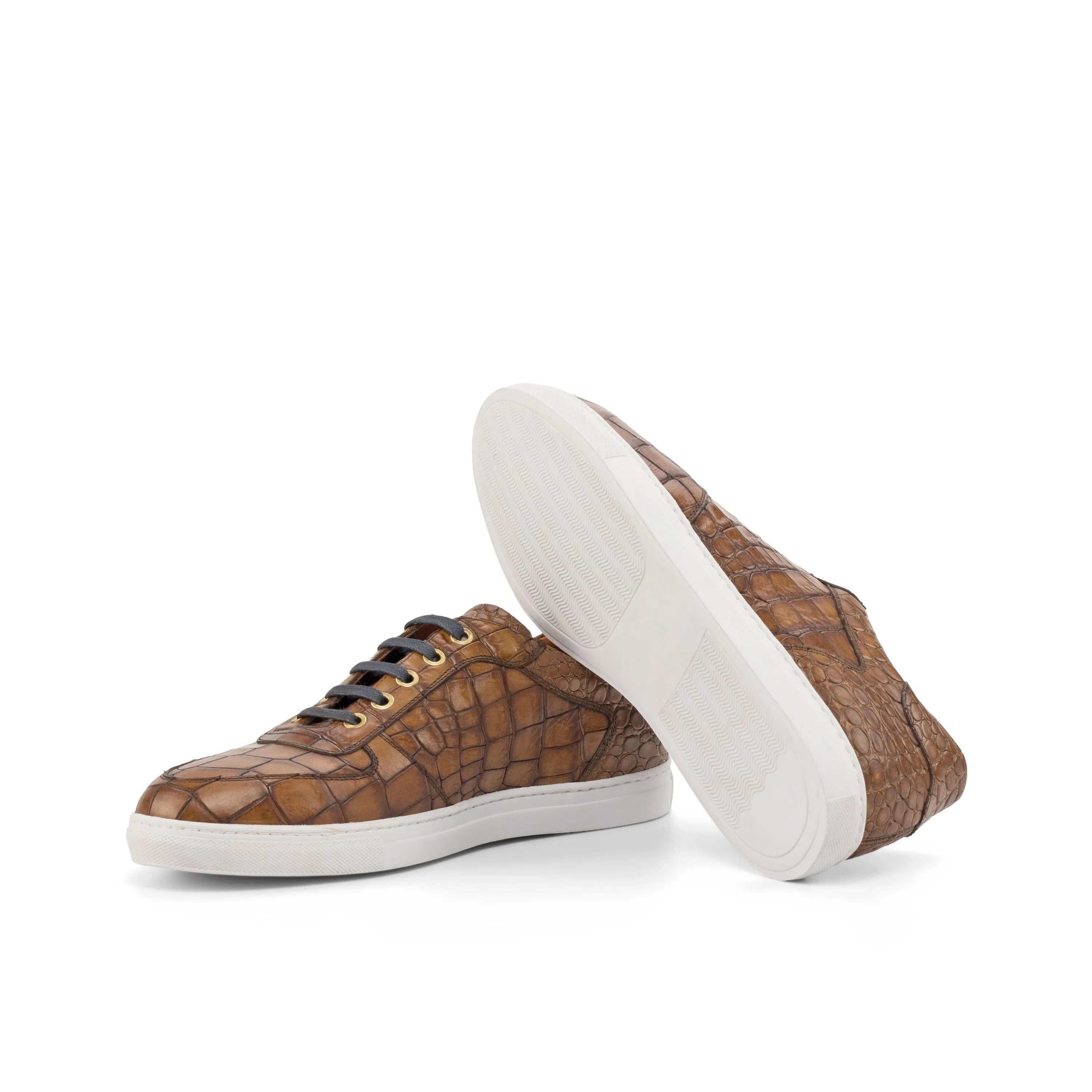 Hamalaya low brown crocodile trainer sneaker for men