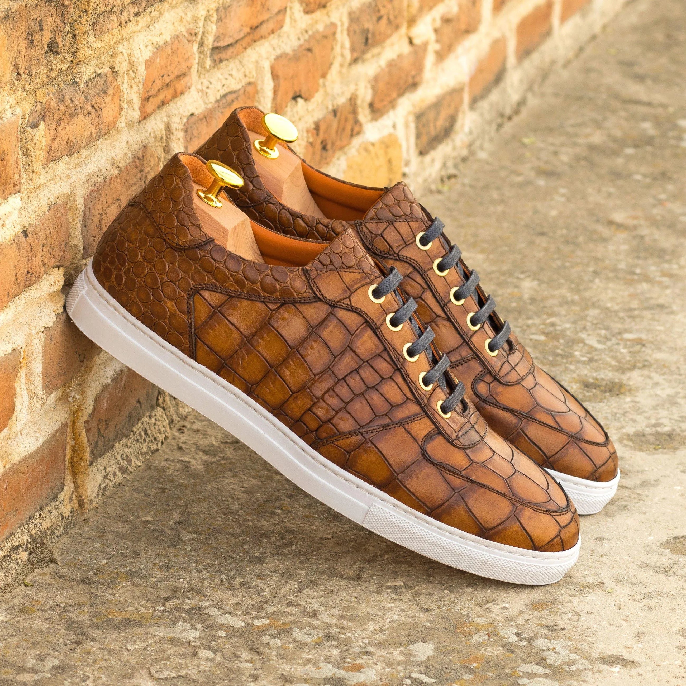 Hamalaya low brown crocodile trainer sneaker for men