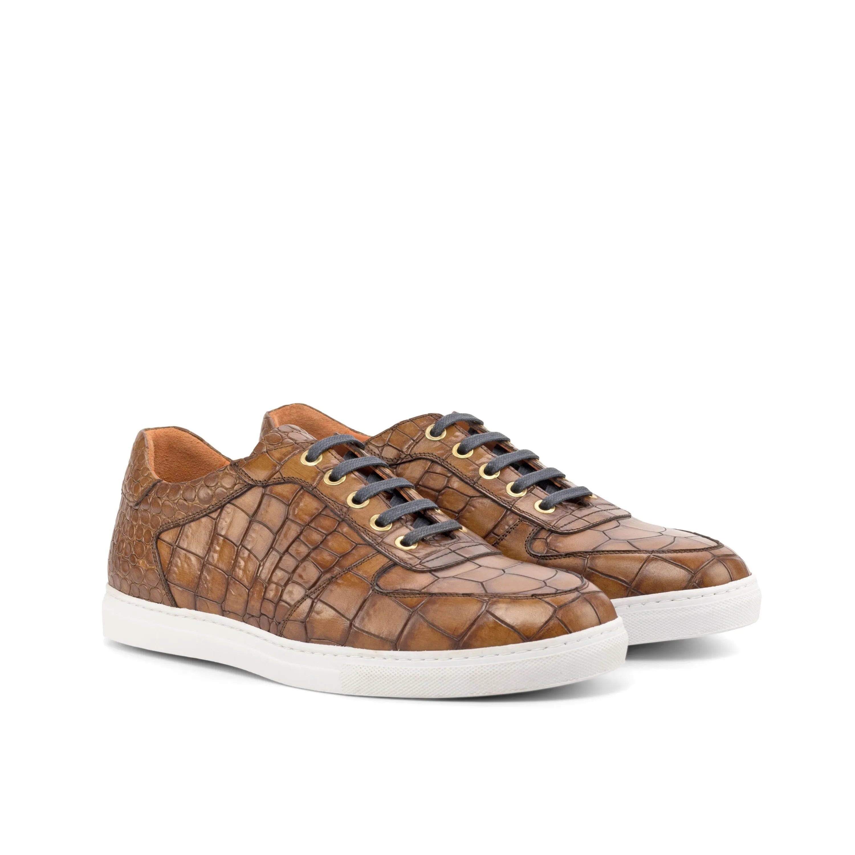 Hamalaya low brown crocodile trainer sneaker for men
