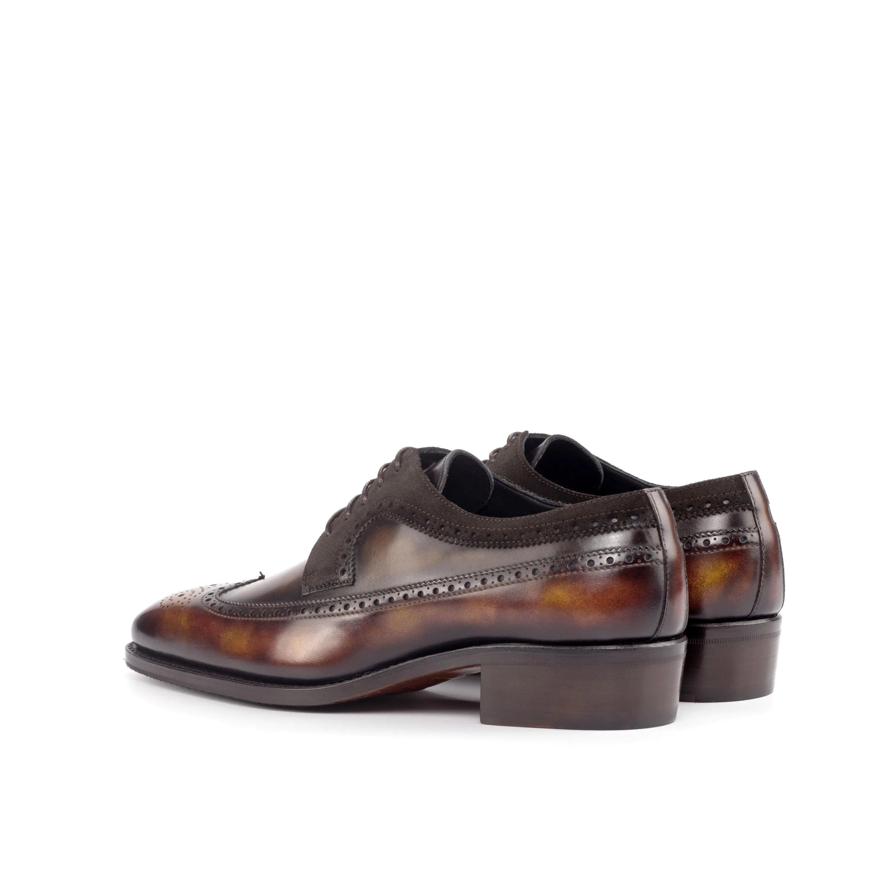 Harvey patina longwing blucher brown leather wingtip dress shoes