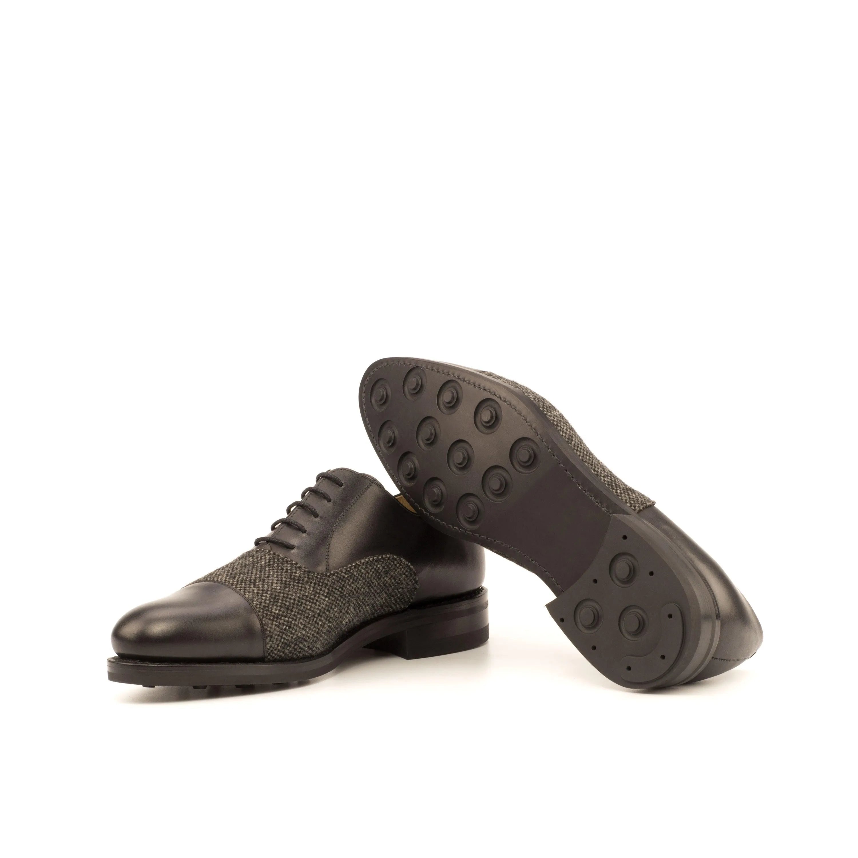 Henry Oxford shoes in mens leather and tweed