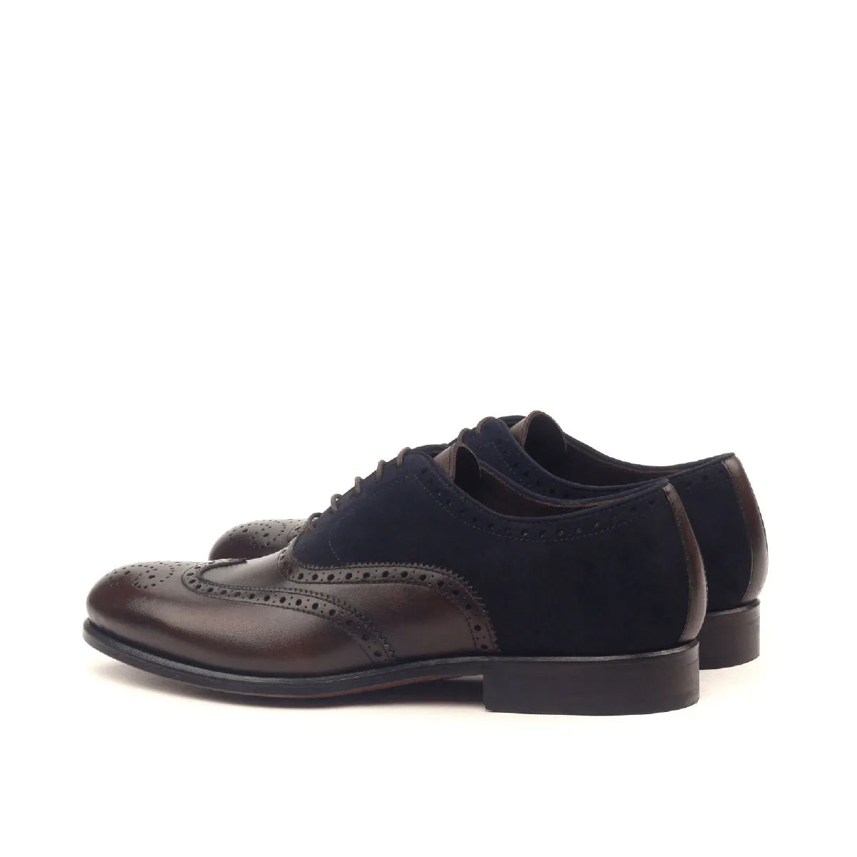 Honon full brogue shoes in brown and black leather patina