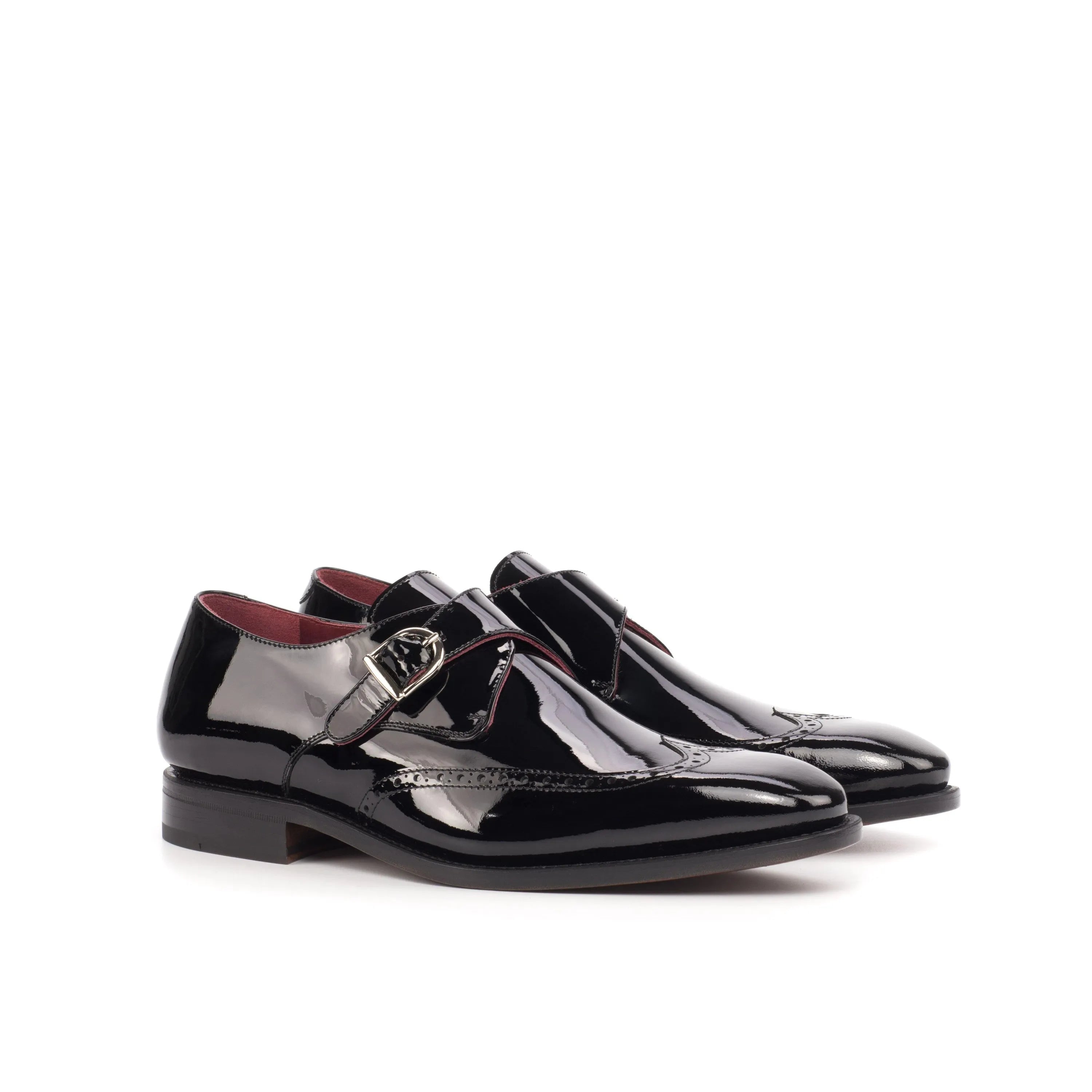 Hugh single monk shoes with shiny black monk straps