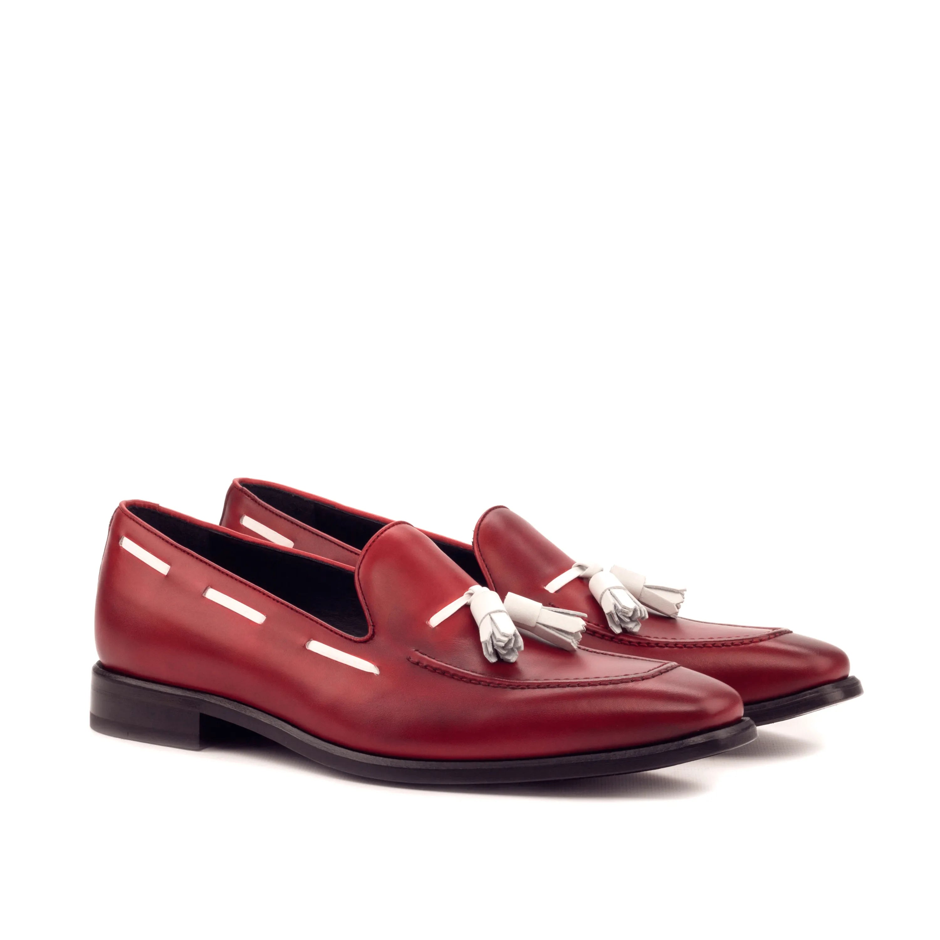 Icarus loafers: burgundy leather tassel luxury bespoke shoes for men