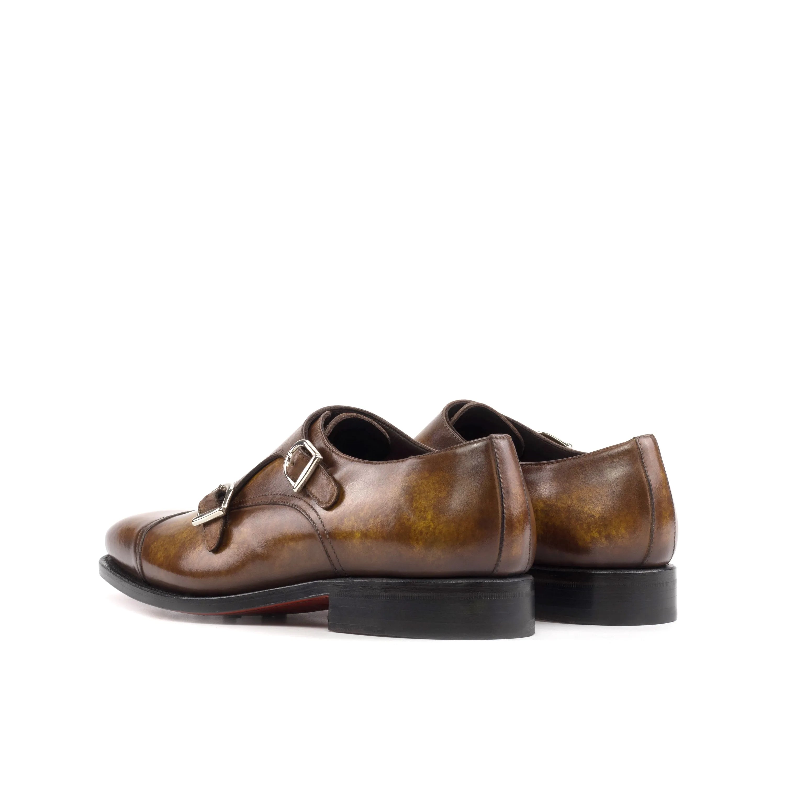 Imperial Patina double monk brown leather shoes back view
