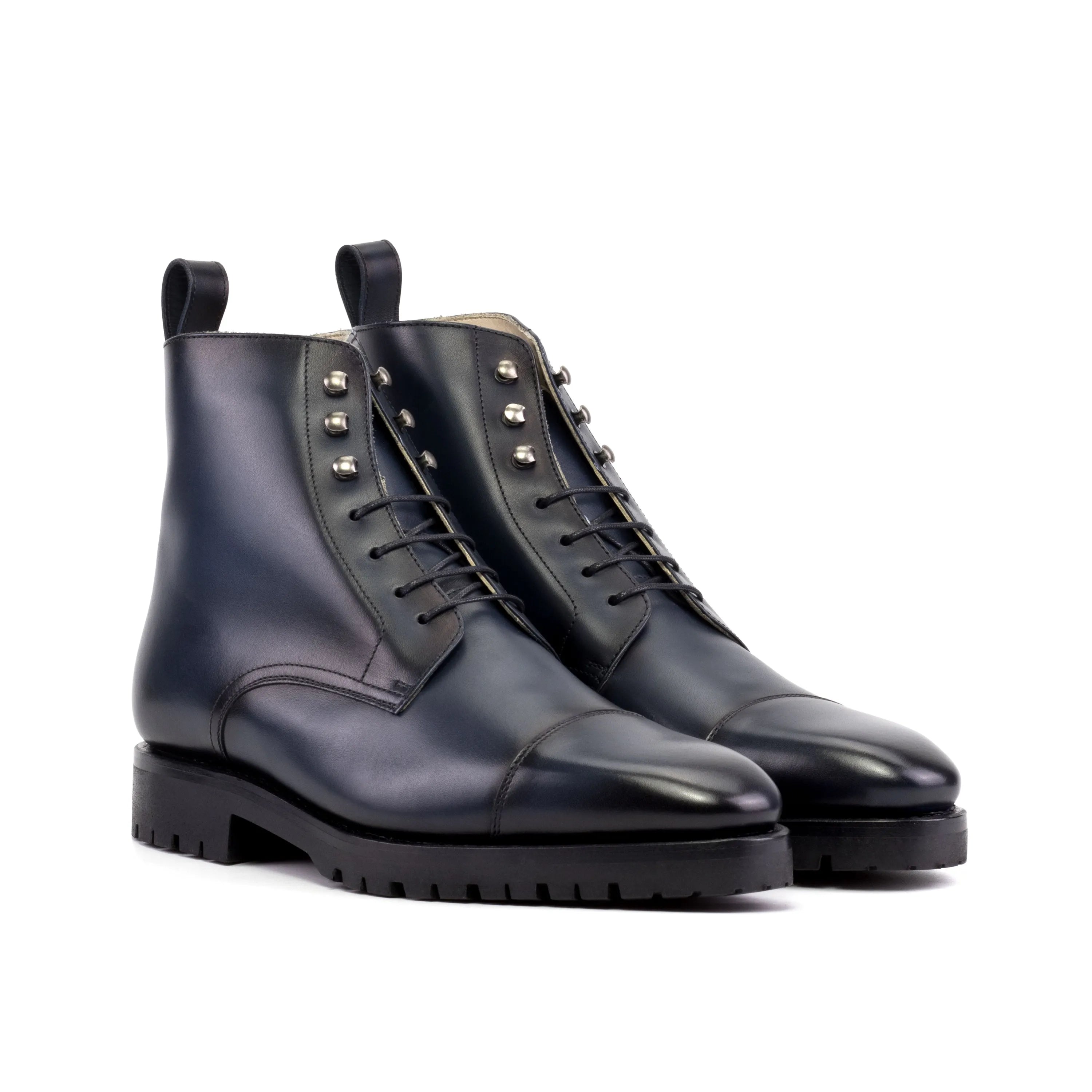 Pair of blue leather lace-up Jag59 Jumper Boots II