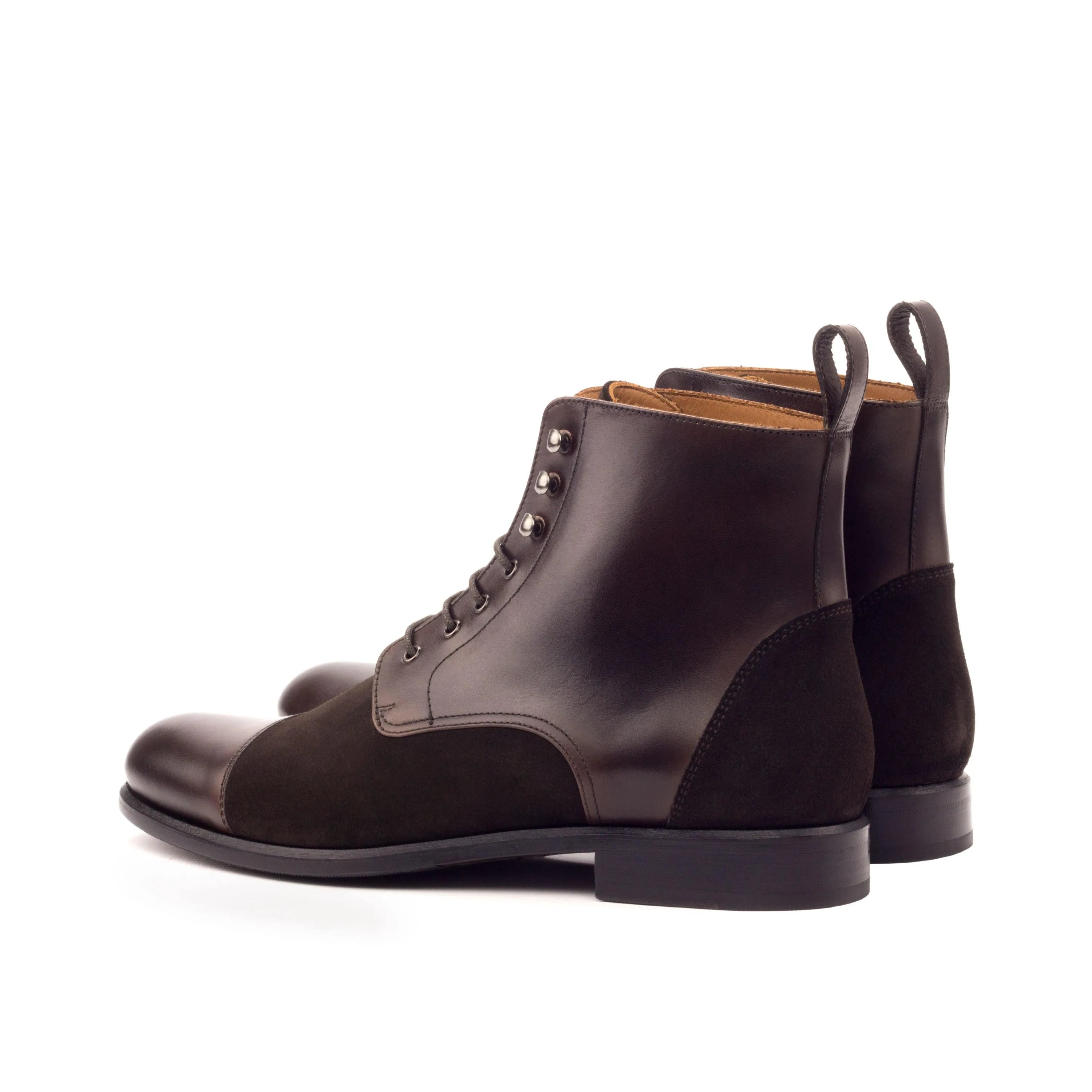 Dark brown Jamila Ladies Captoe Boots II with leather and suede cap-toe