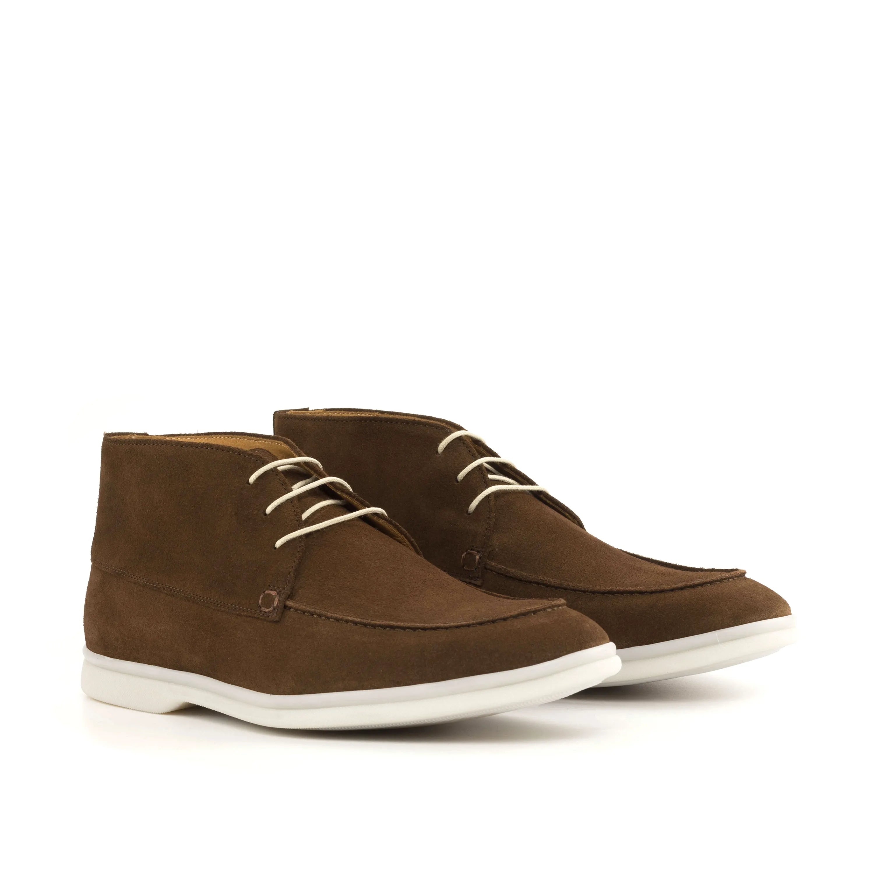 Java Moc Flex laced boots in brown leather moccasin style