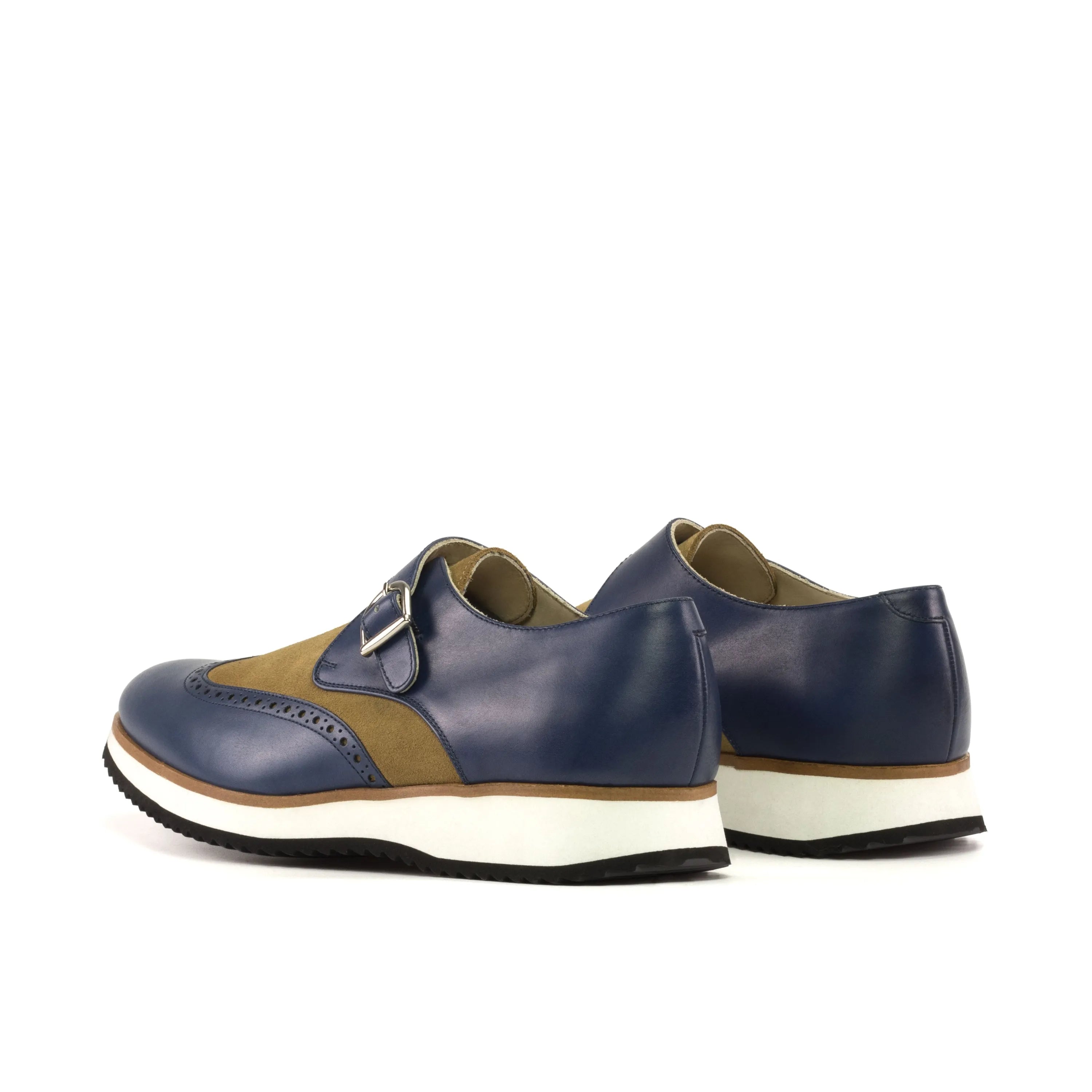 Javi single monk shoes in blue and brown leather