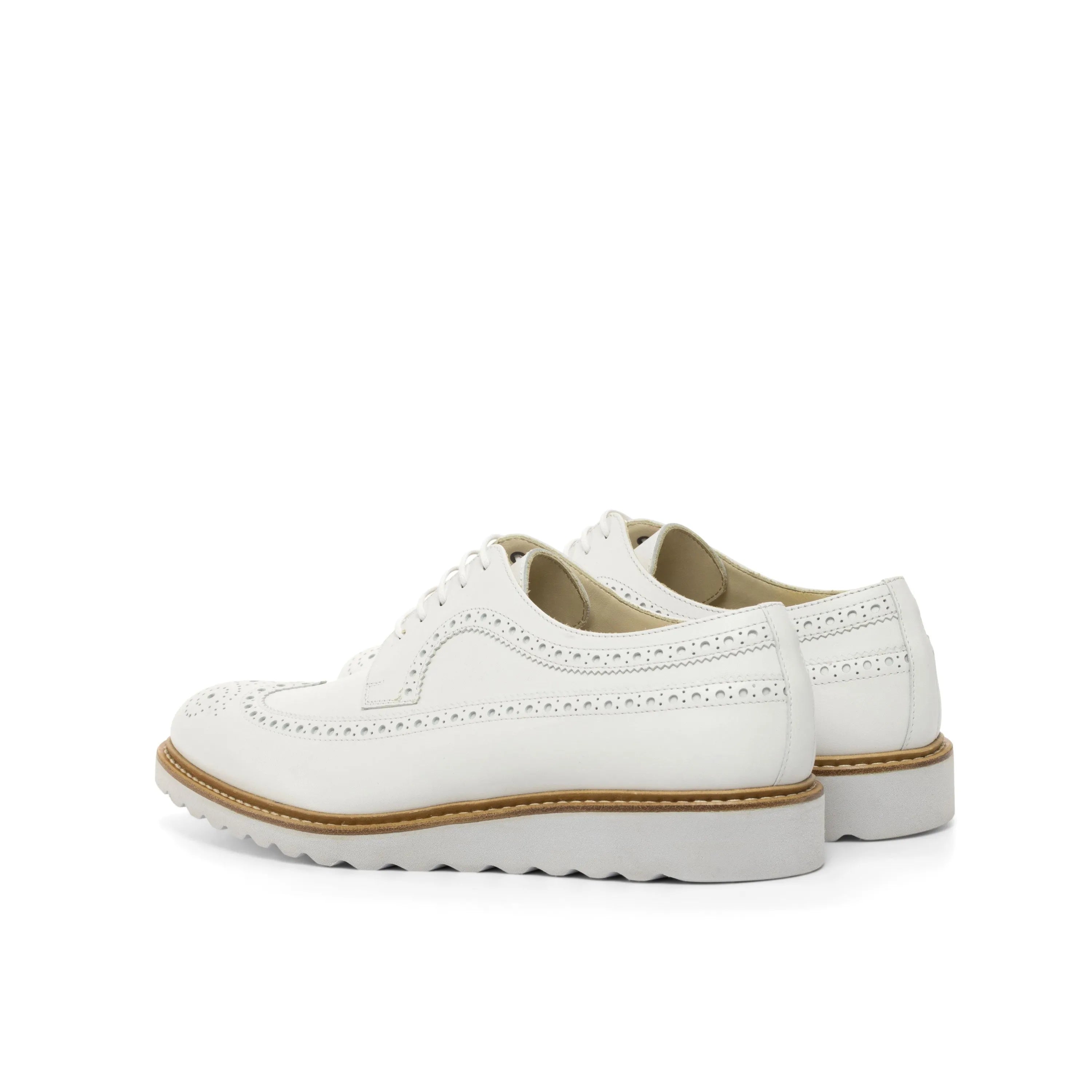 Jay longwing blucher shoes in white leather wingtip design