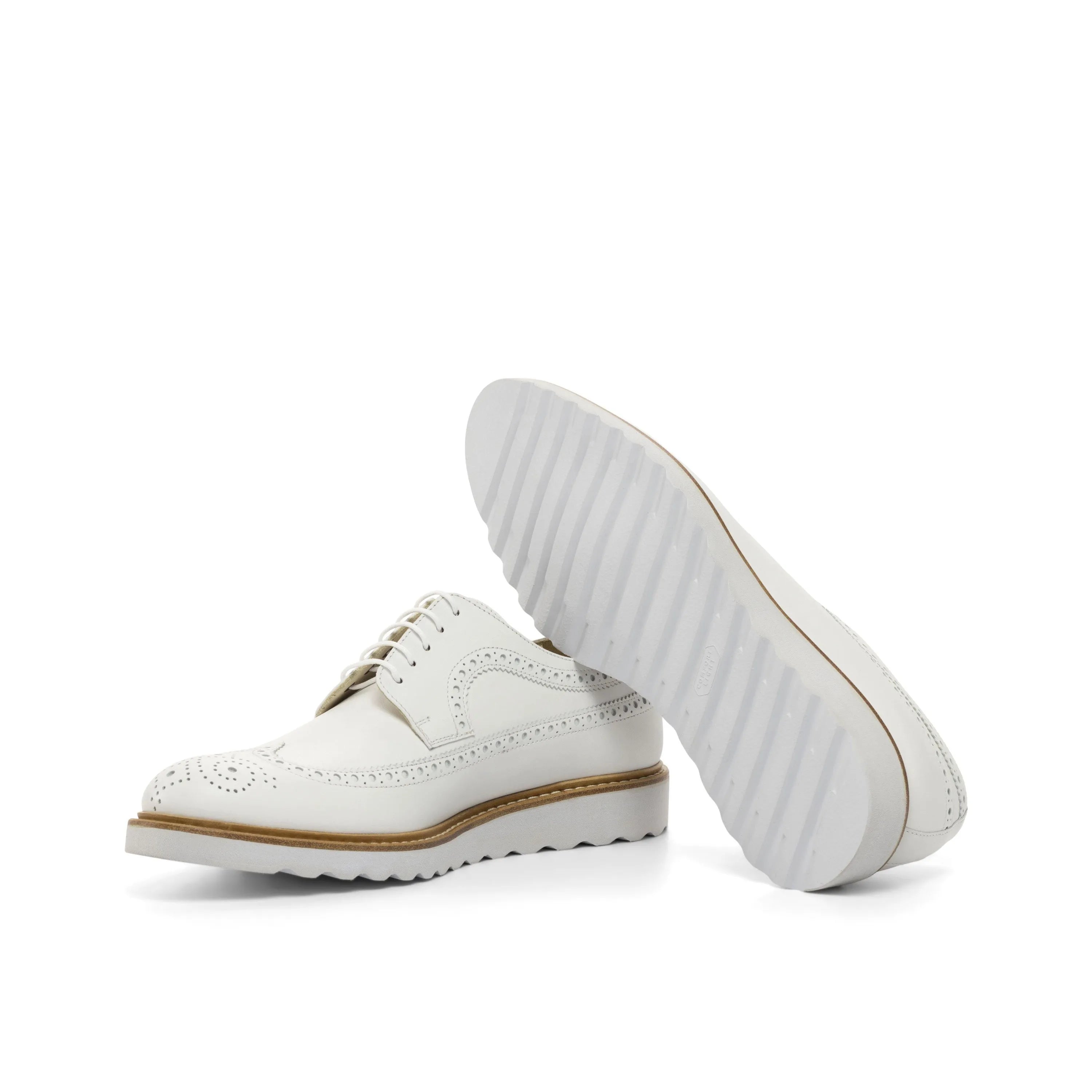 Jay longwing blucher shoes in white leather wingtip design