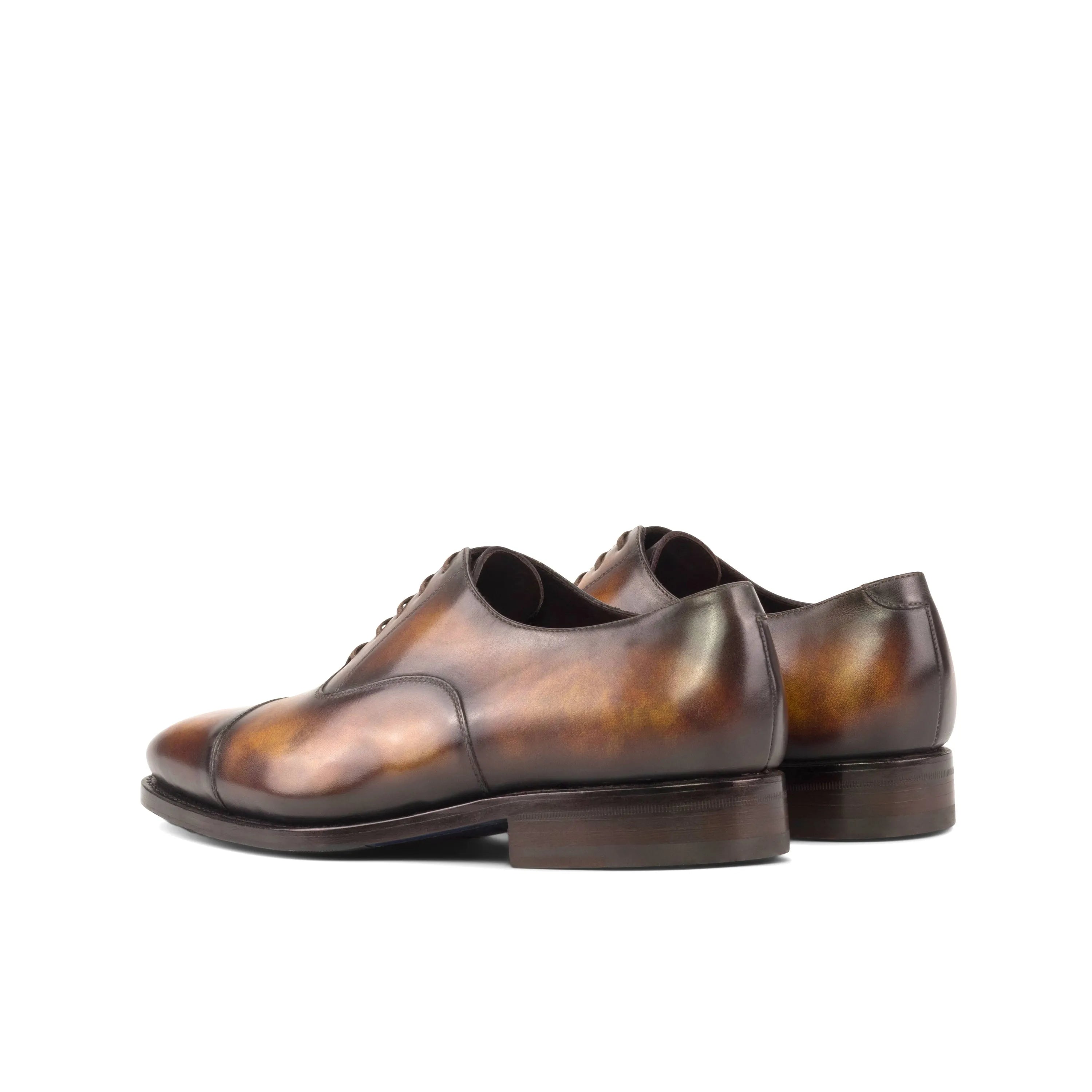 Jiniva Patina Oxford shoes in brown leather, back view