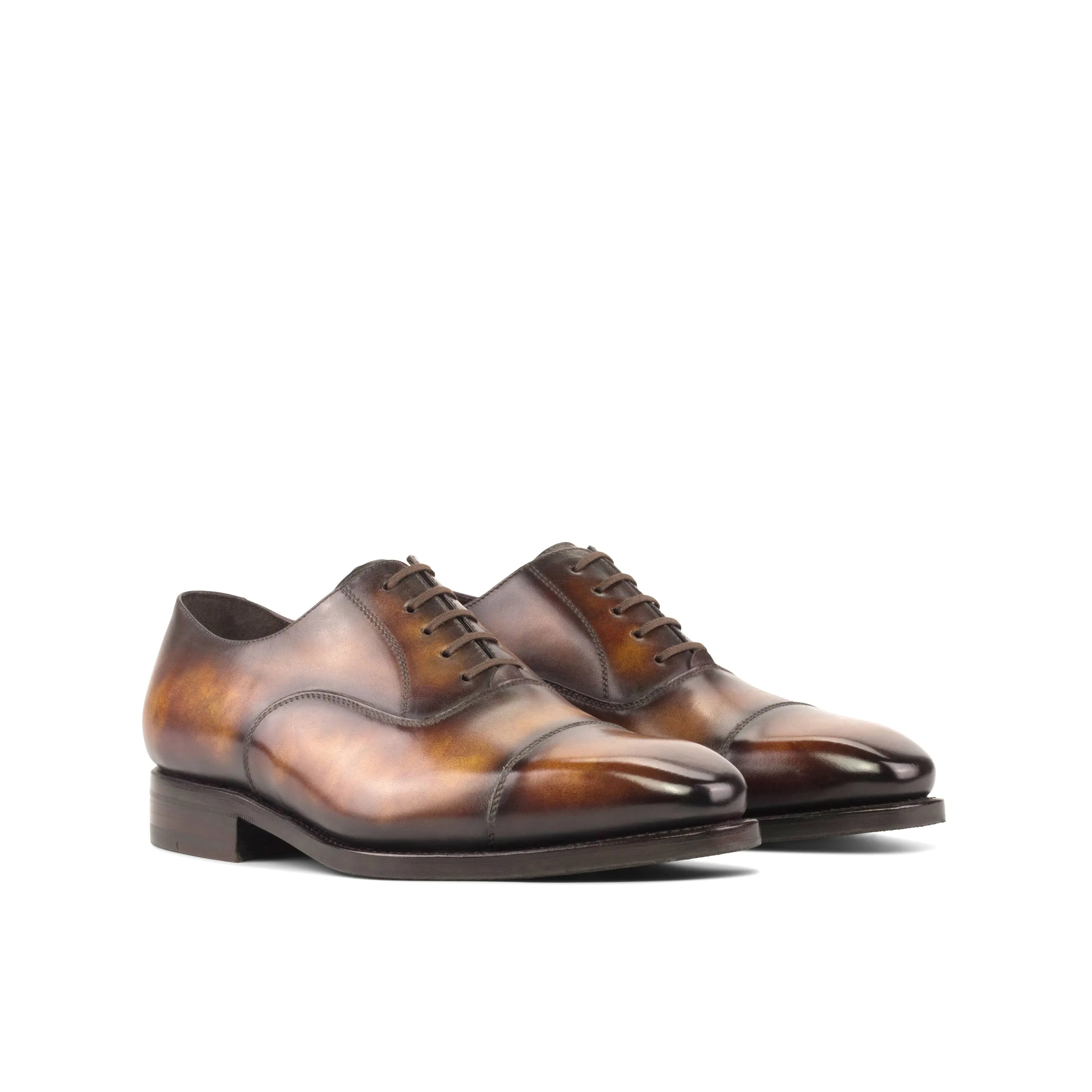Jiniva Patina Oxford shoes in brown leather, back view