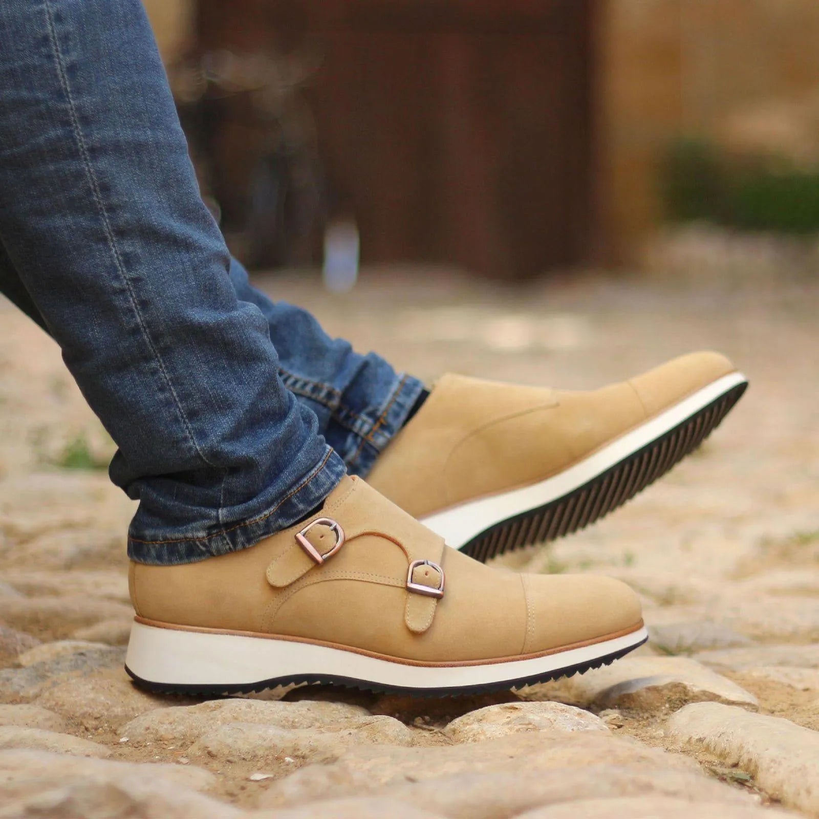 Tan Johndow Double Monk strap shoes, double monk design