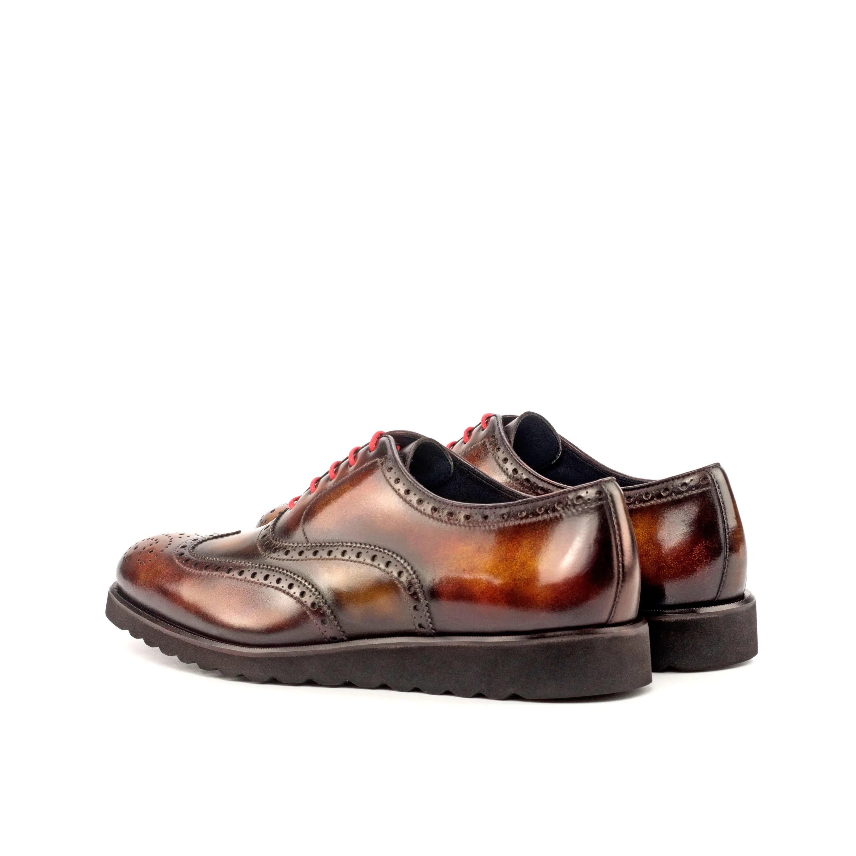 Junior Patina Full Brogue Shoes in brown leather with brogue patina