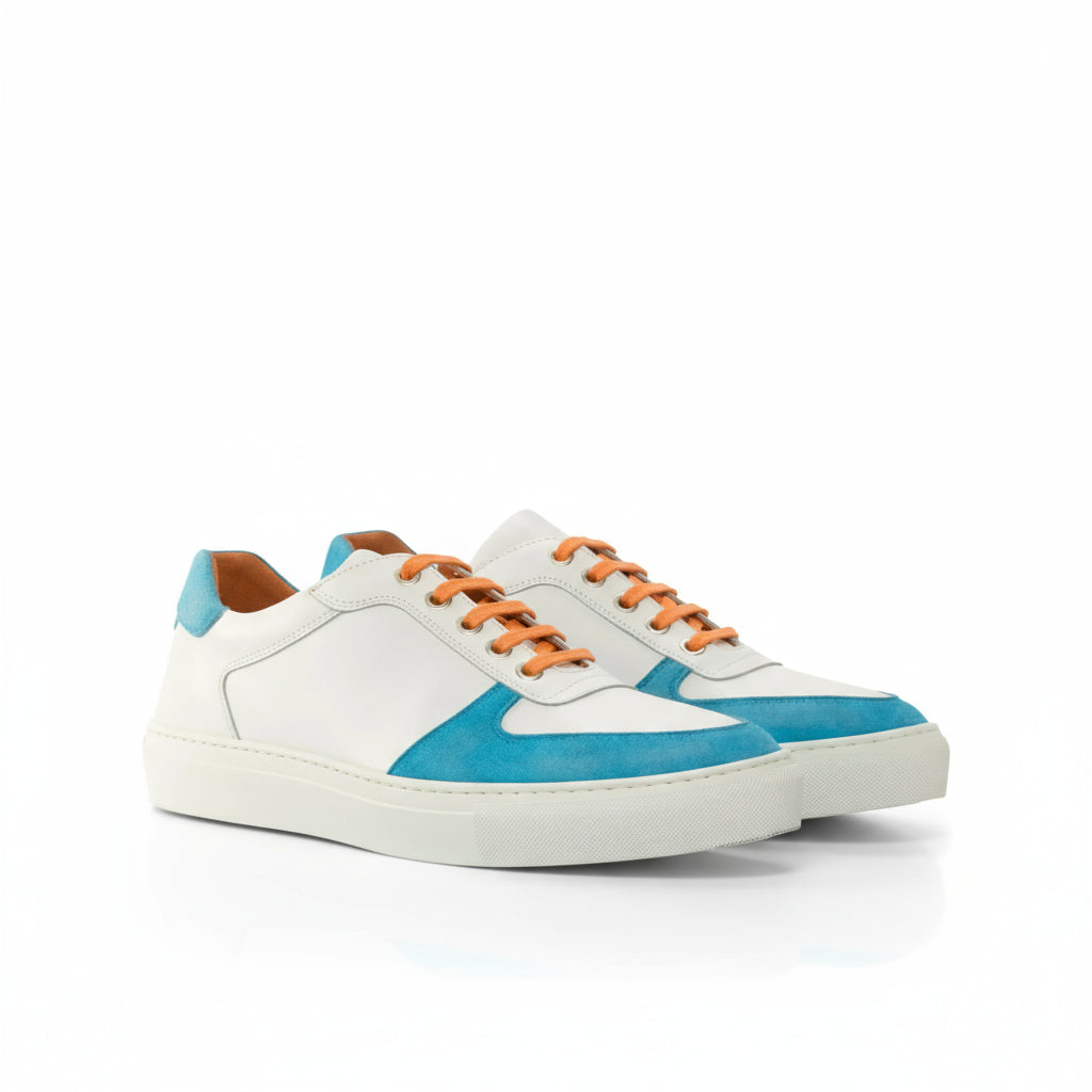 Junos Low white and blue leather sneakers for men