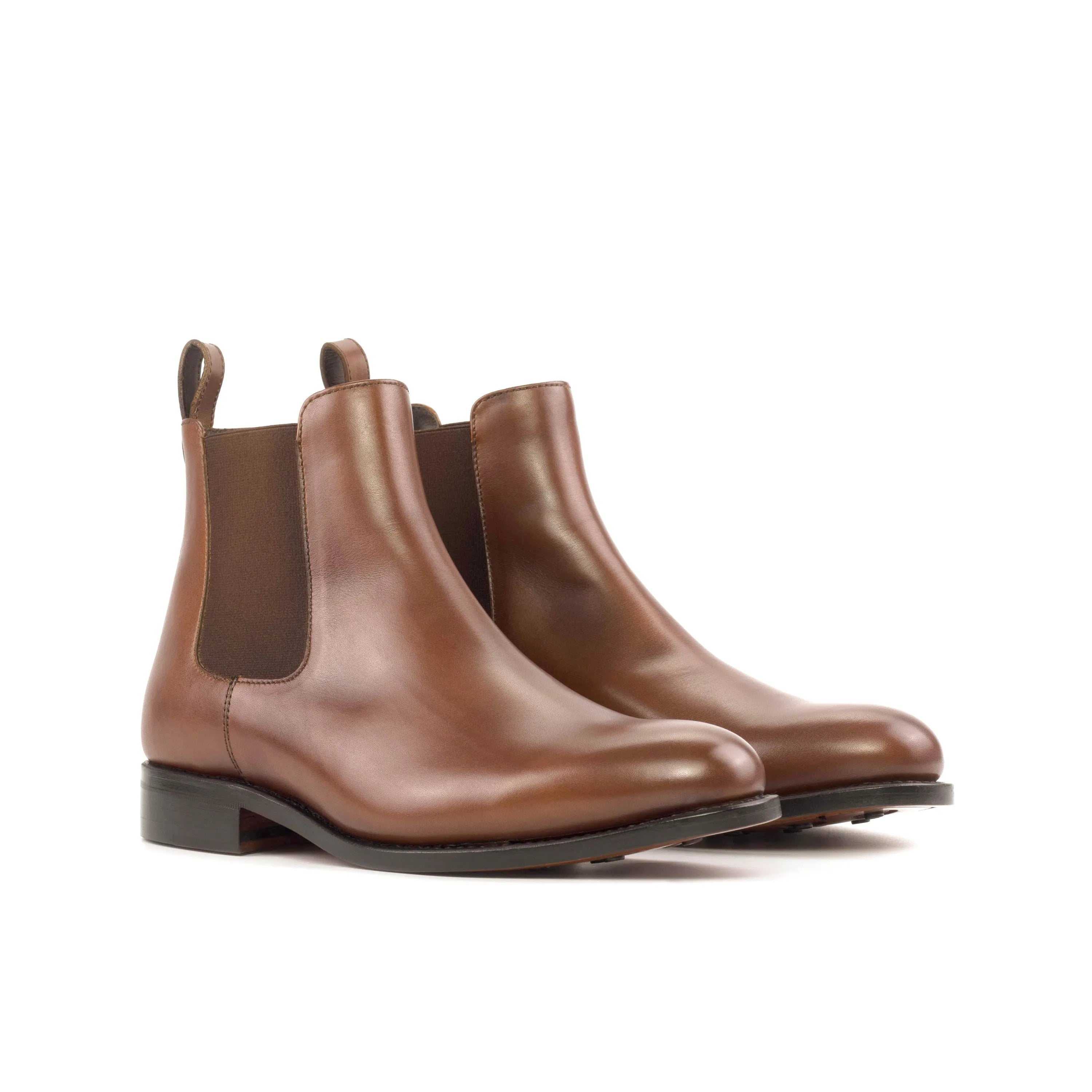 Pair of brown leather Kirt Chelsea Boots in Fast Lane style