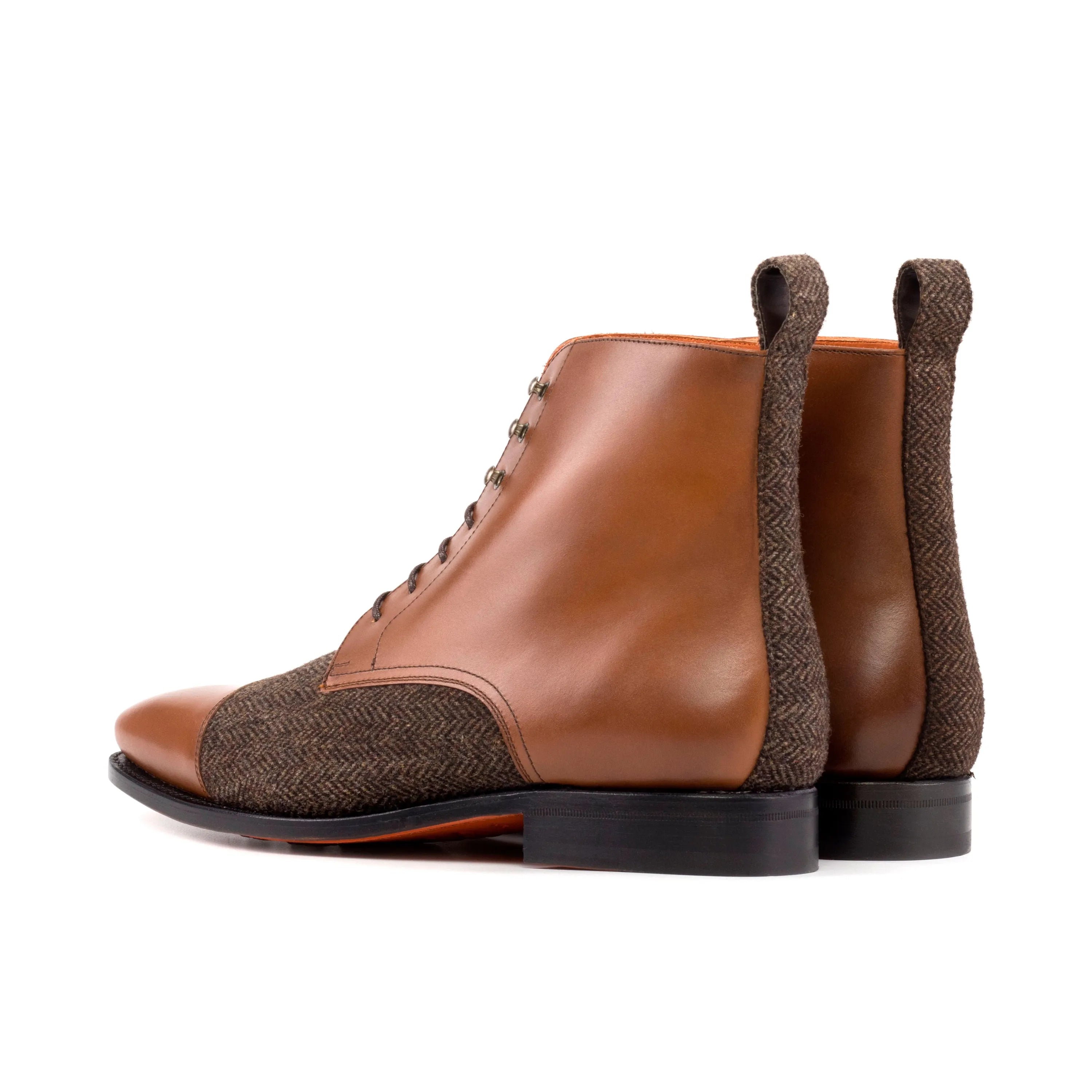 Kronos jumper boots in brown leather and tweed