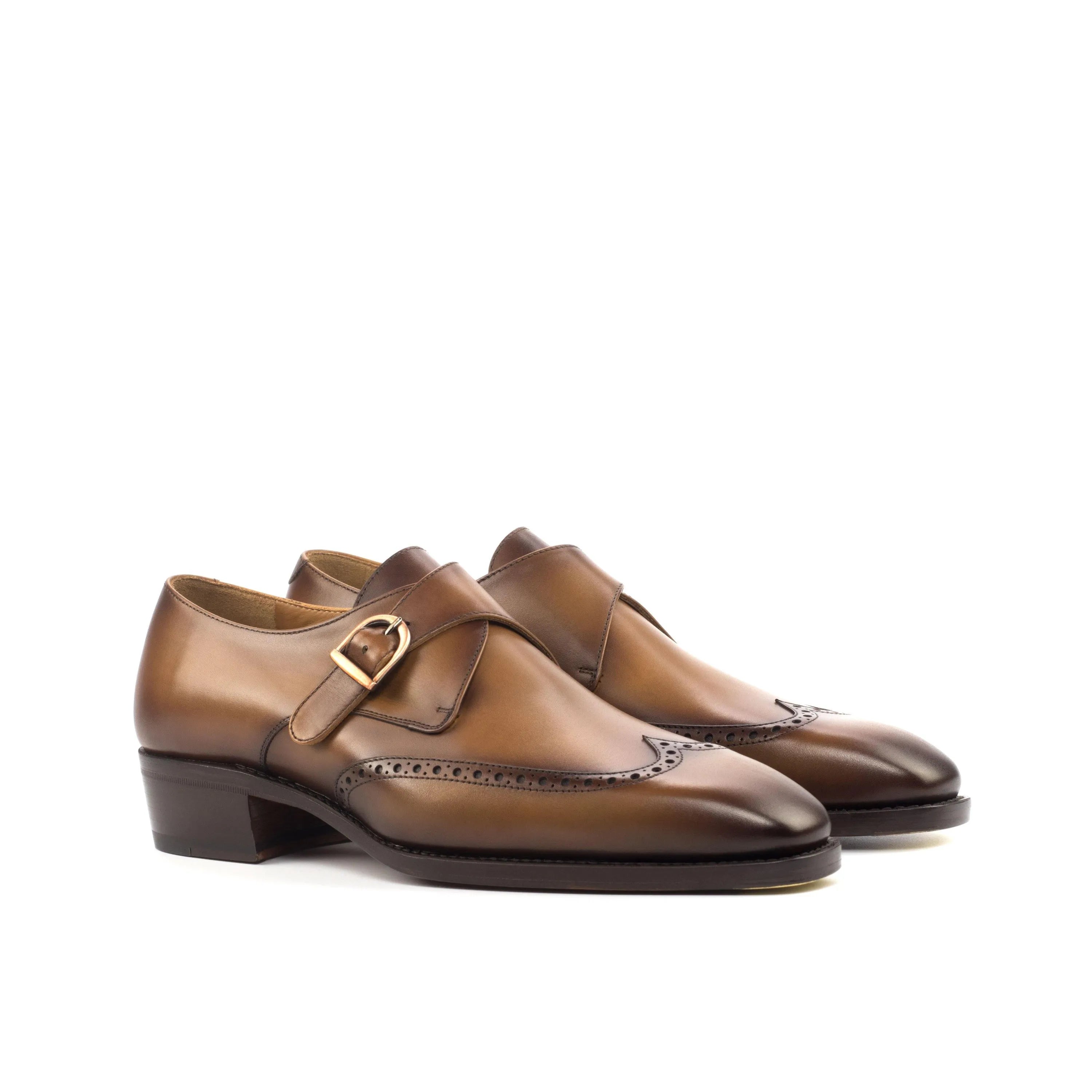 Lambo single monk pair of brown leather shoes