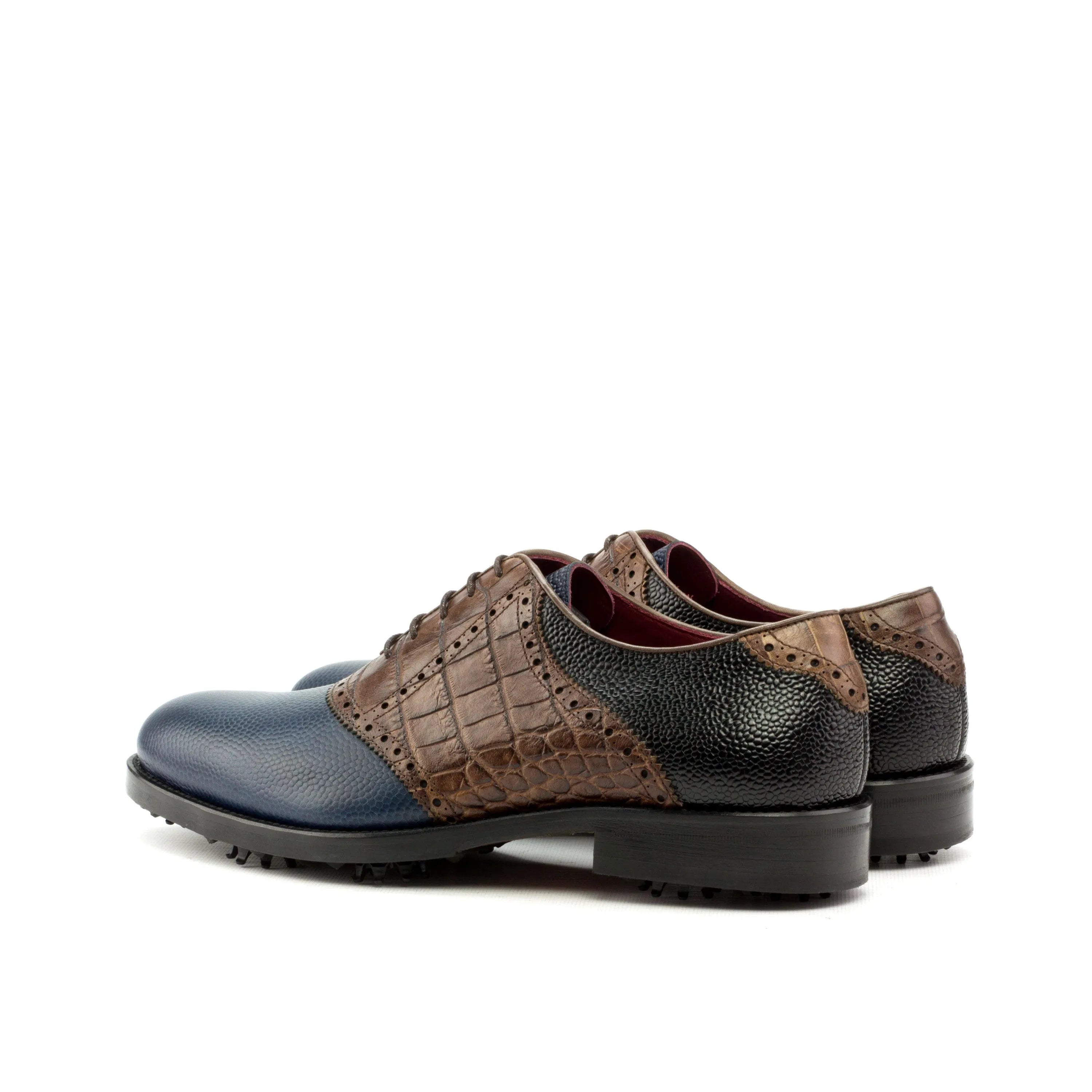 Lanai Saddle golf shoes in two-toned pebble grain leather