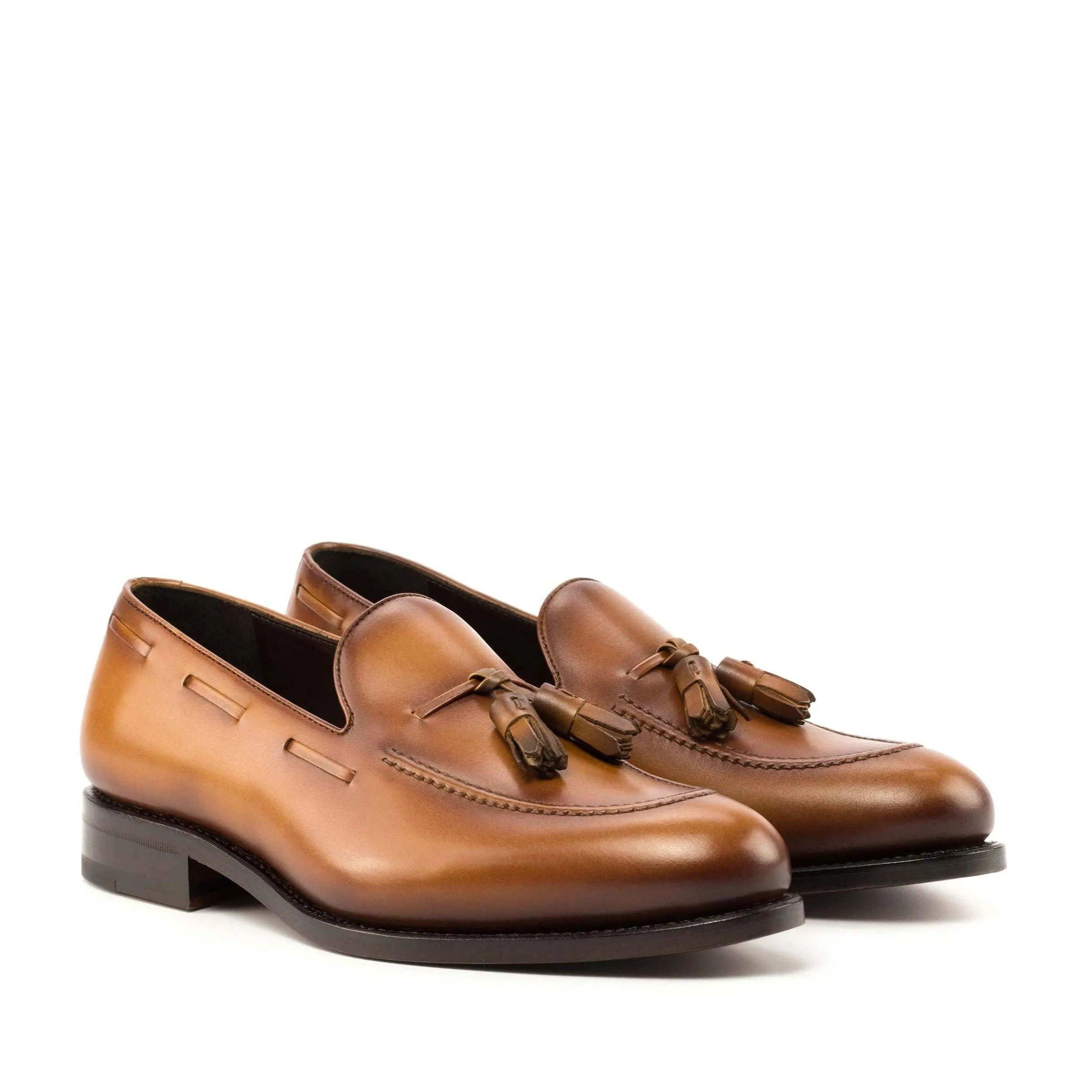 Pair of brown Leon Loafers with leather tassels, fast lane delivery in 3-5 business days