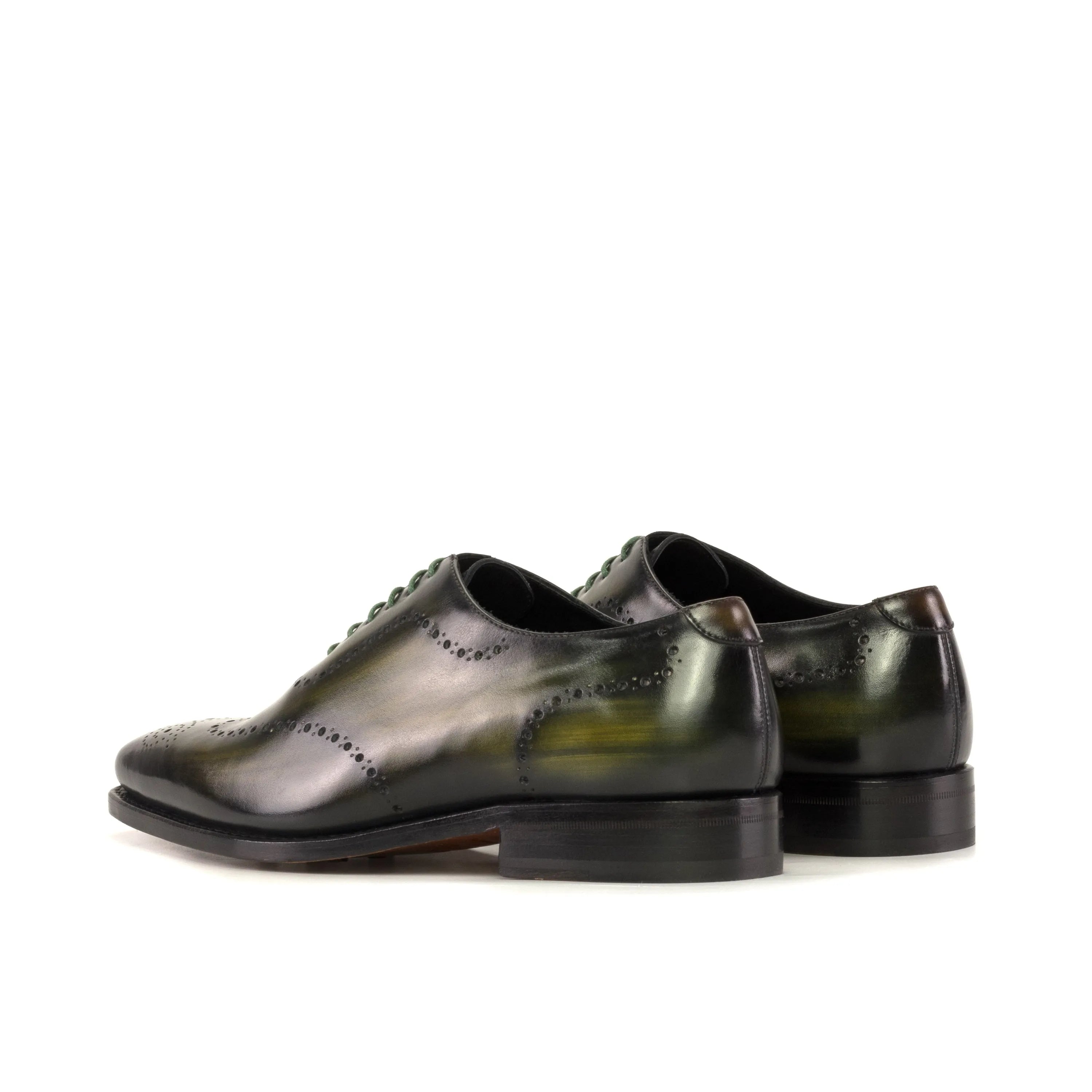 Lequa Wholecut Patina green leather dress shoes