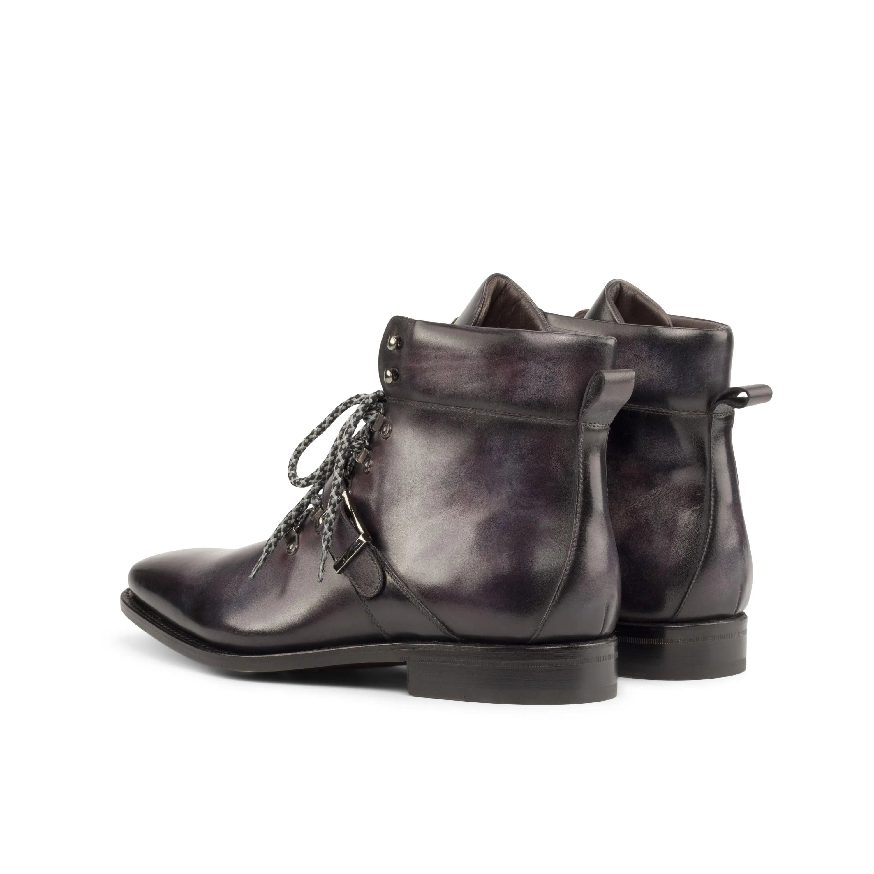 Lhotse patina hiking boots: pair of gray leather ankle boots