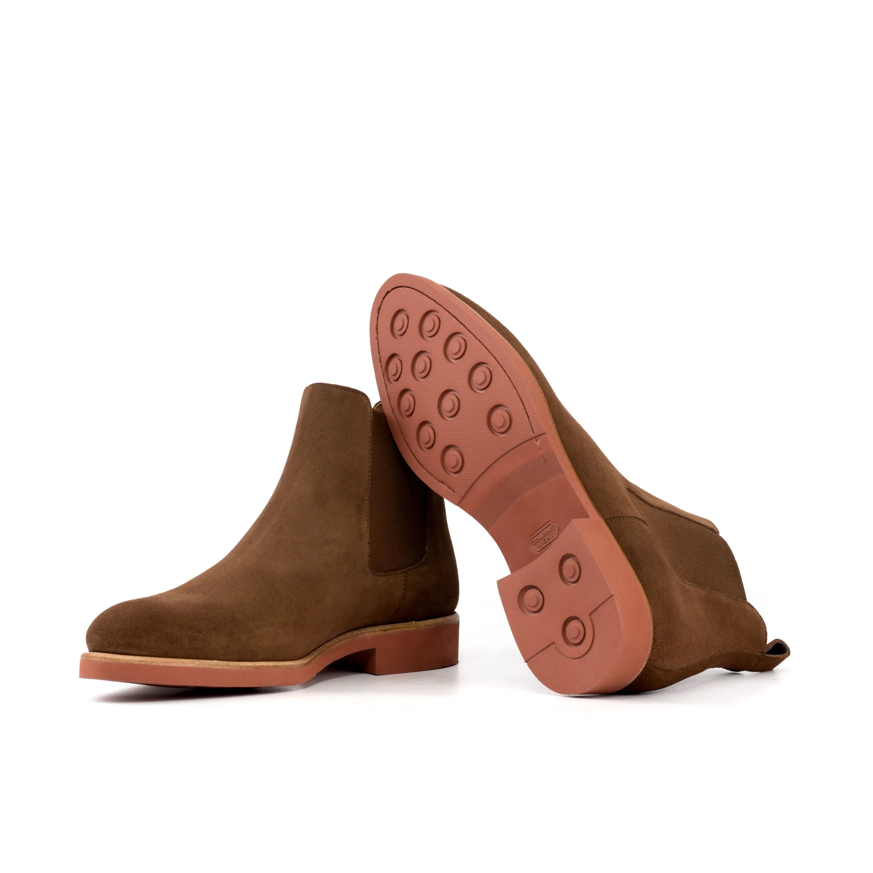 Lipon Chelsea suede boots in brown, back view