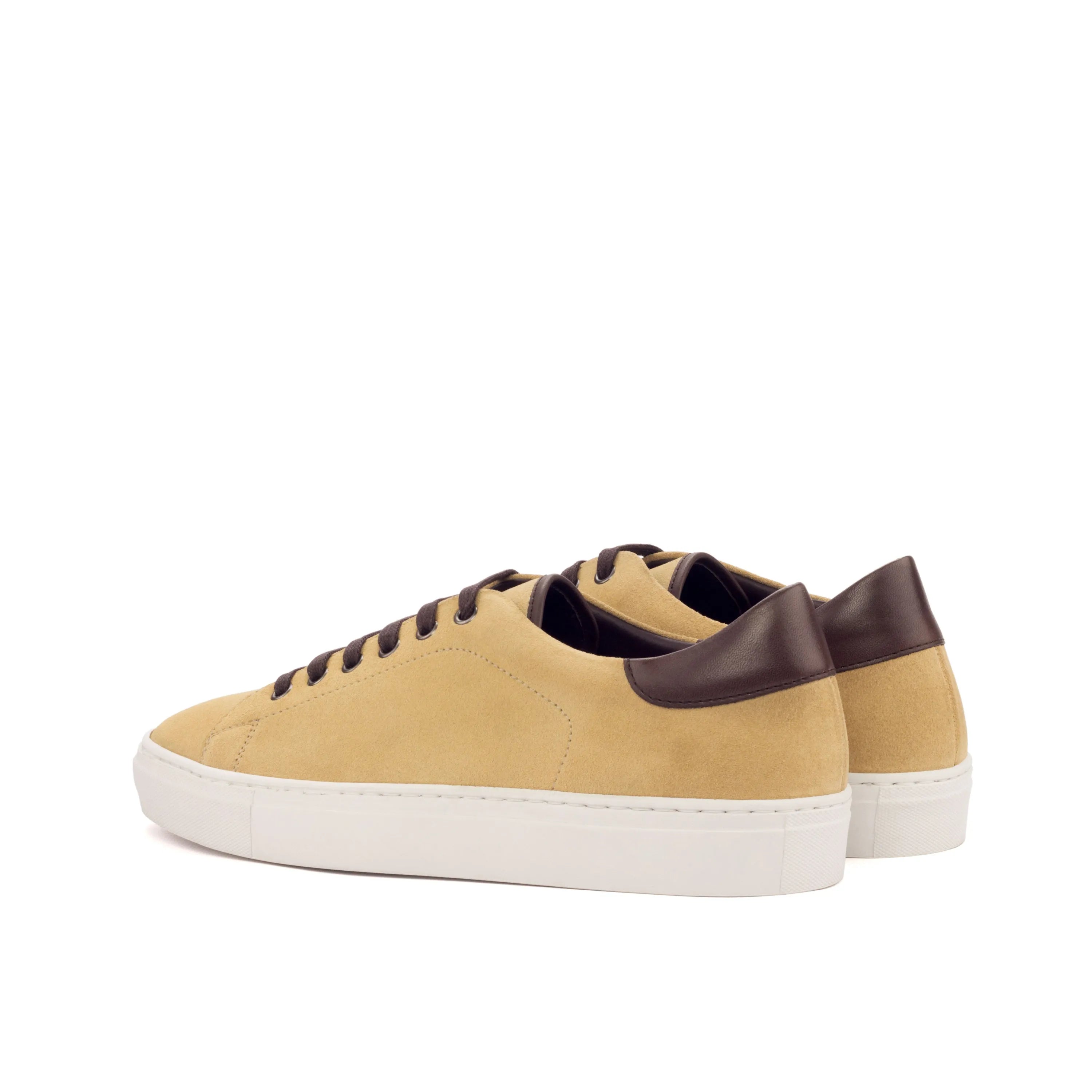 Lordi trainer sneakers: tan leather cupsole trainer with brown accents