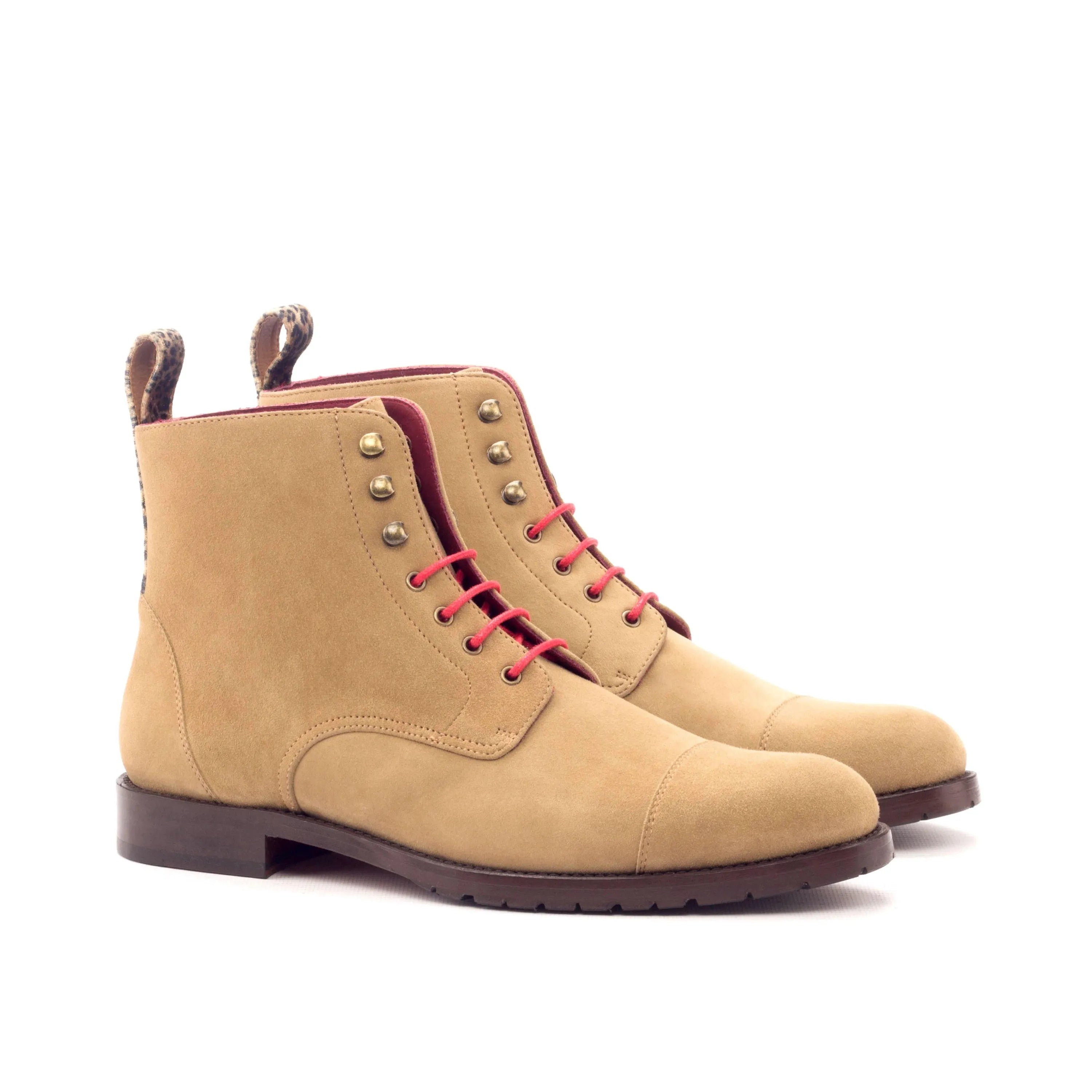 Lorrain ladies captoe boots II in tan leather lace-up style