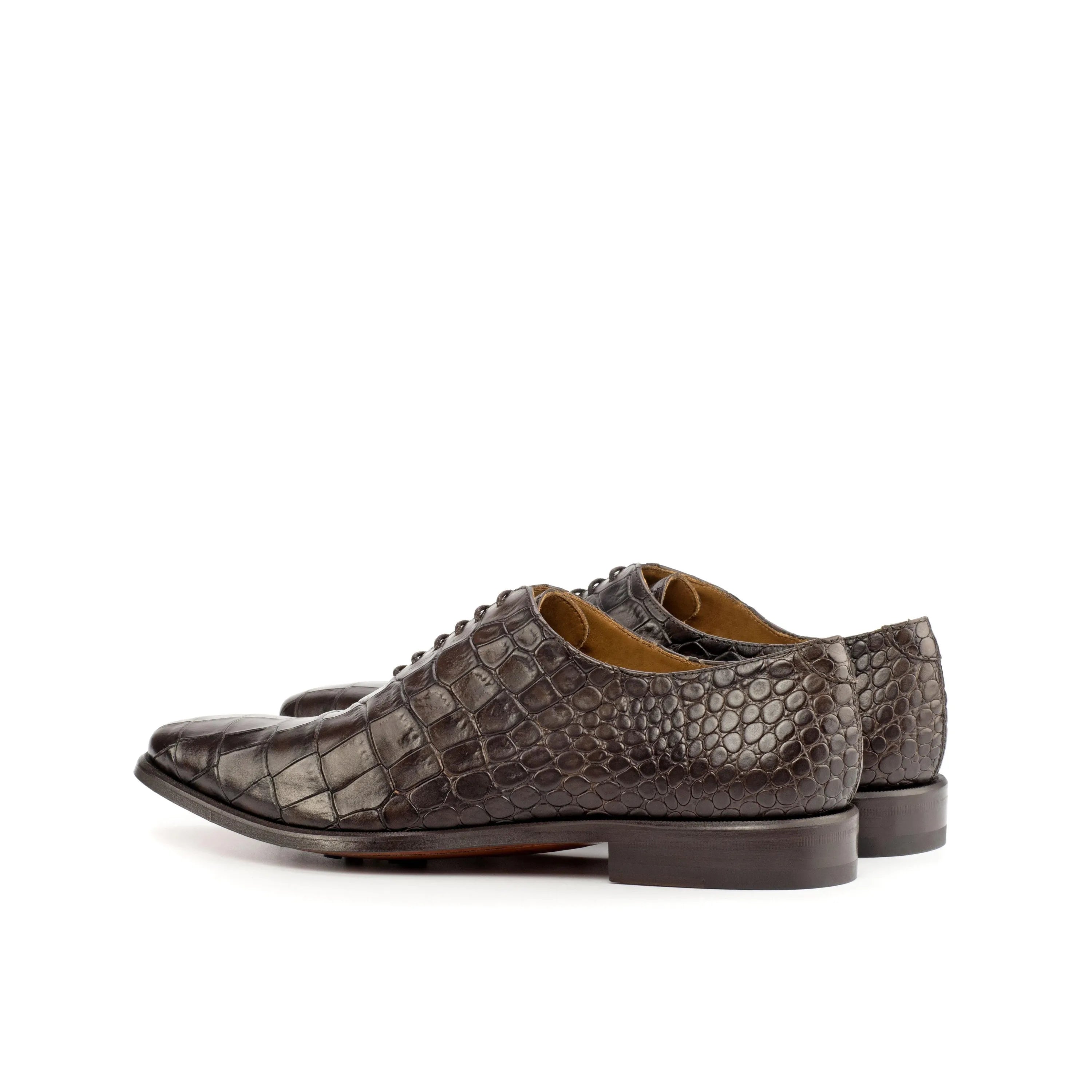 Luciano Croc Wholecut brown crocodile leather dress shoes