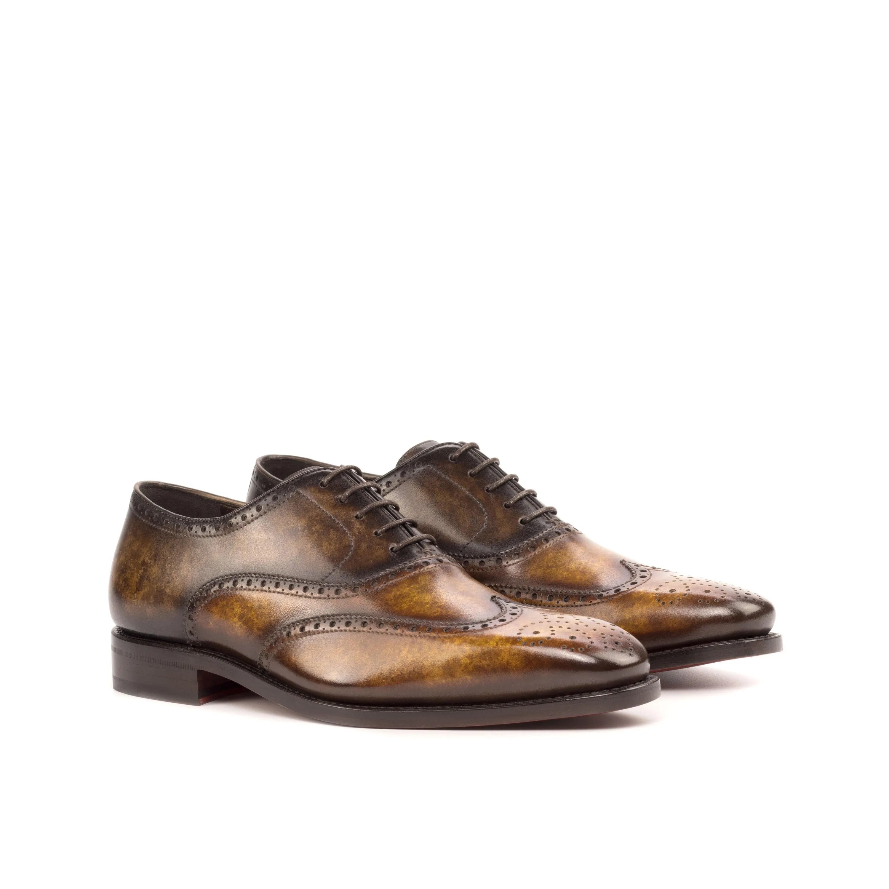 Luie Patina full brogue brown leather wingtip dress shoes