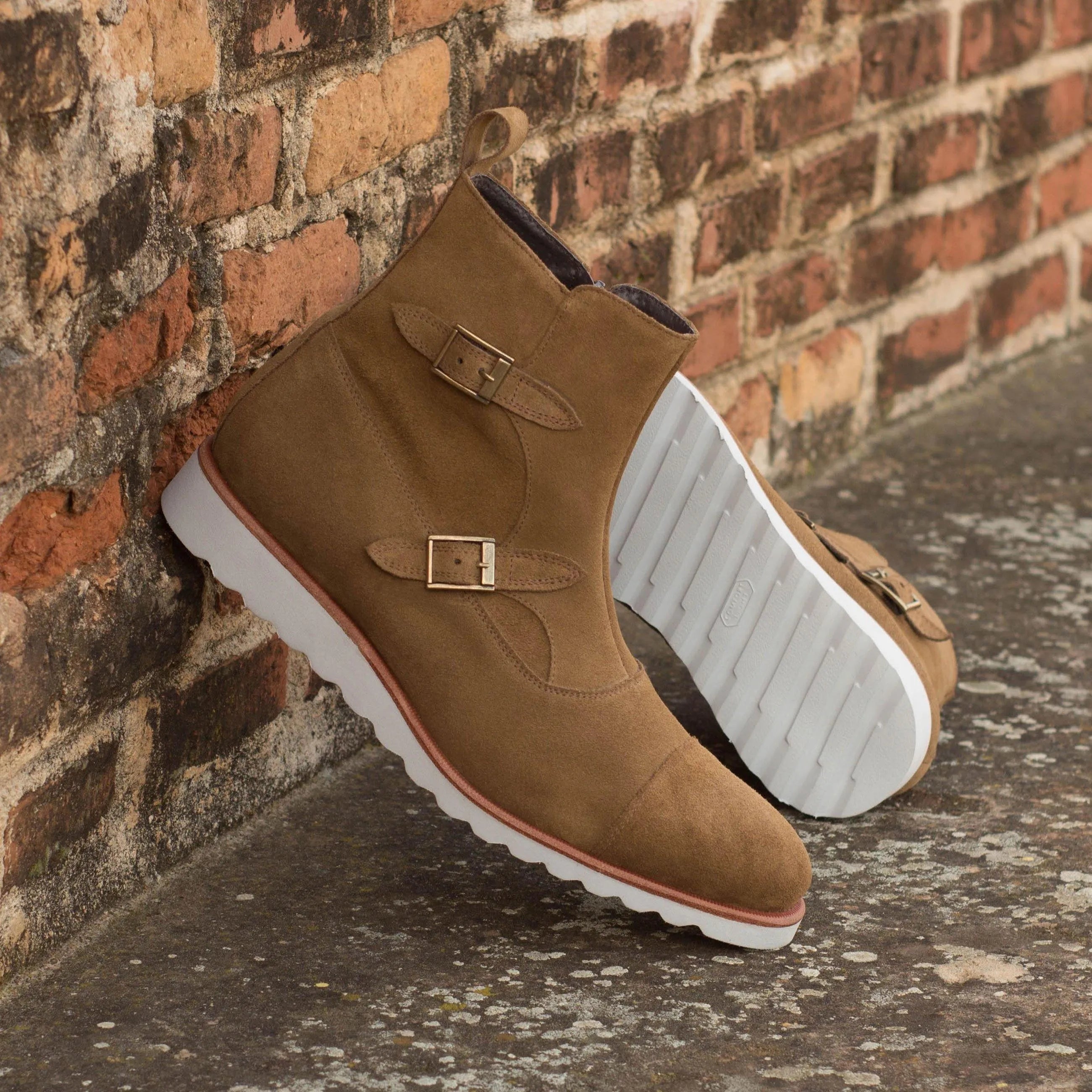 Tan suede monk strap Luta Octavian Boots II back view