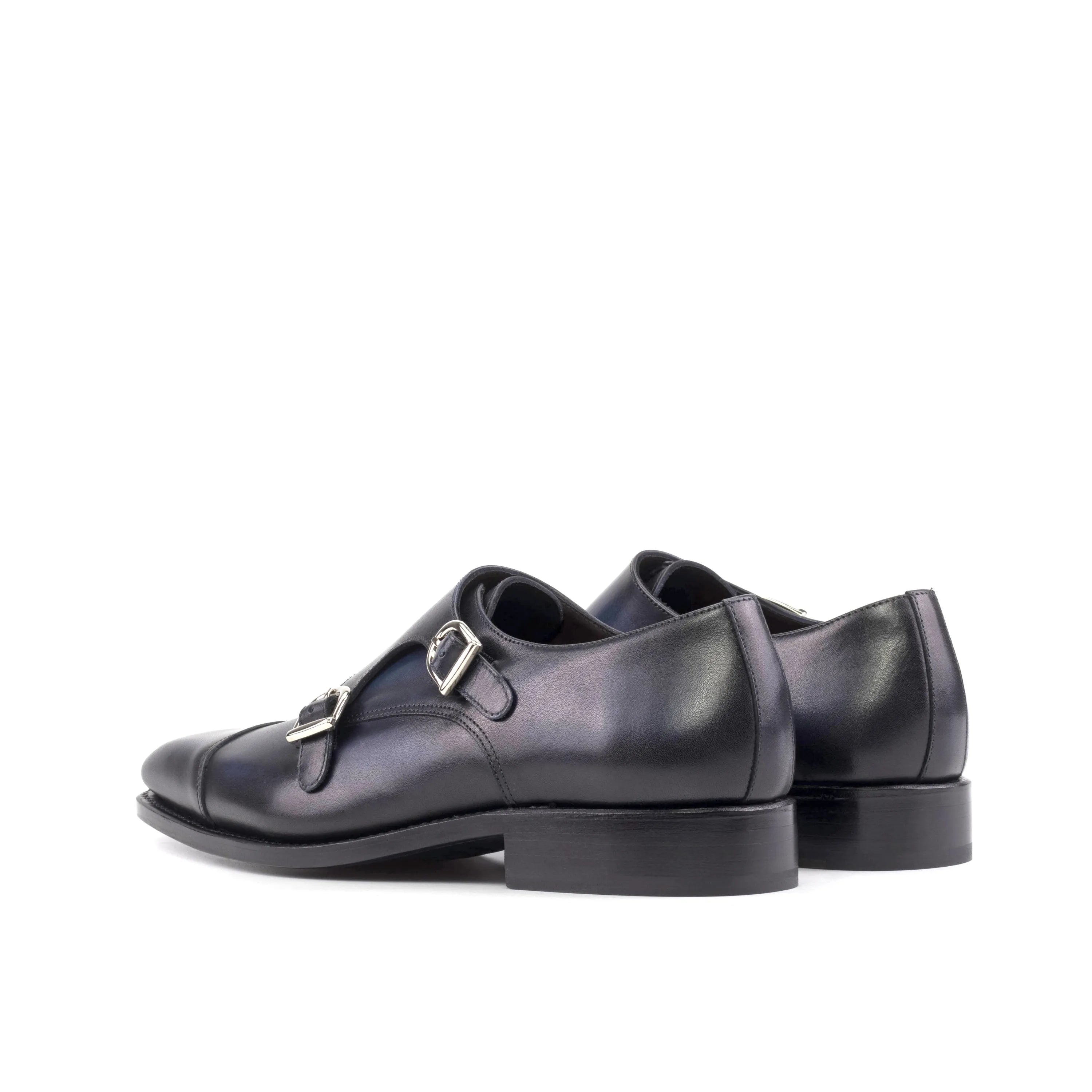 Magnus Double Monk pair of black leather shoes, ships Fast Lane in 2-3 business days