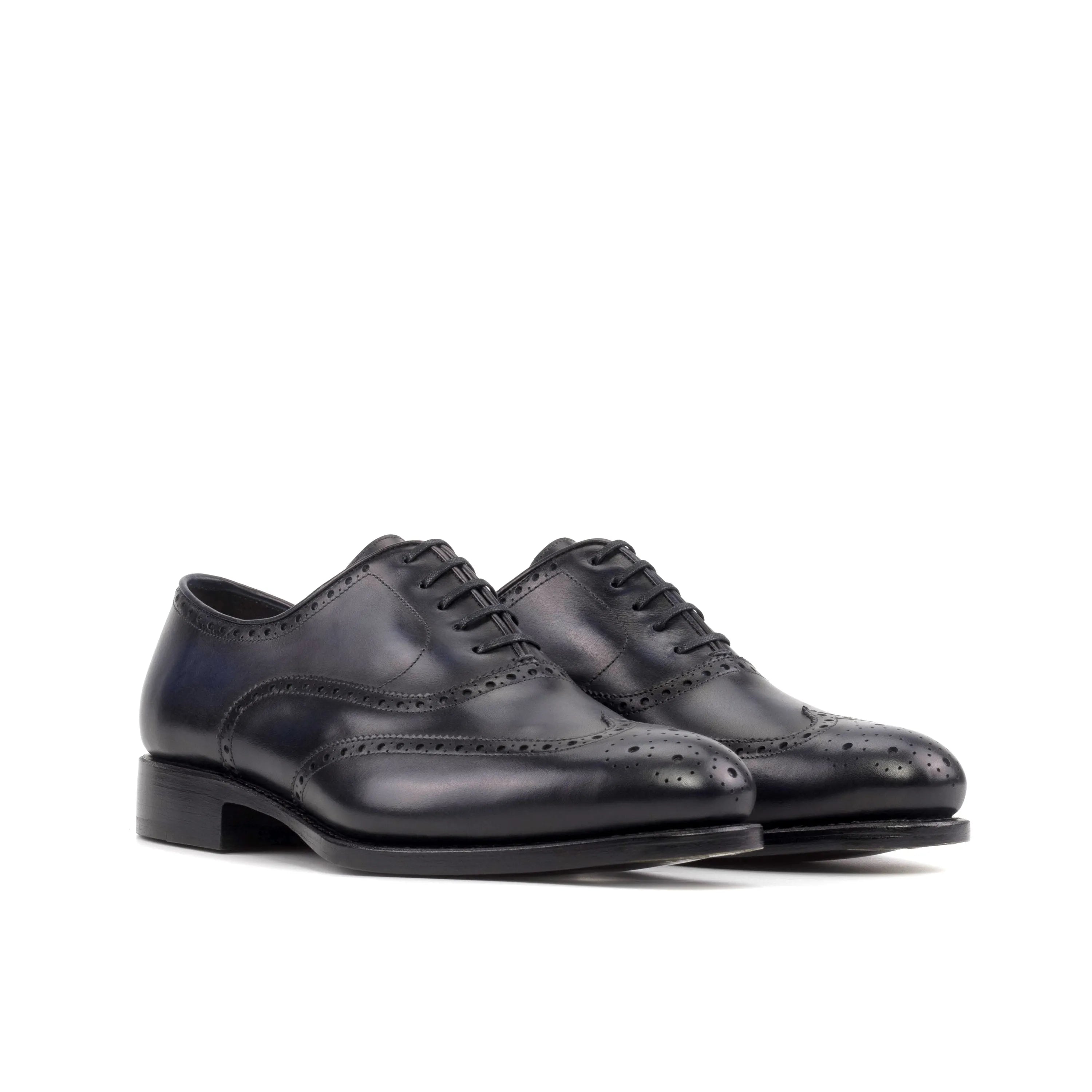 Majestic full brogue black leather dress shoes in fast lane style