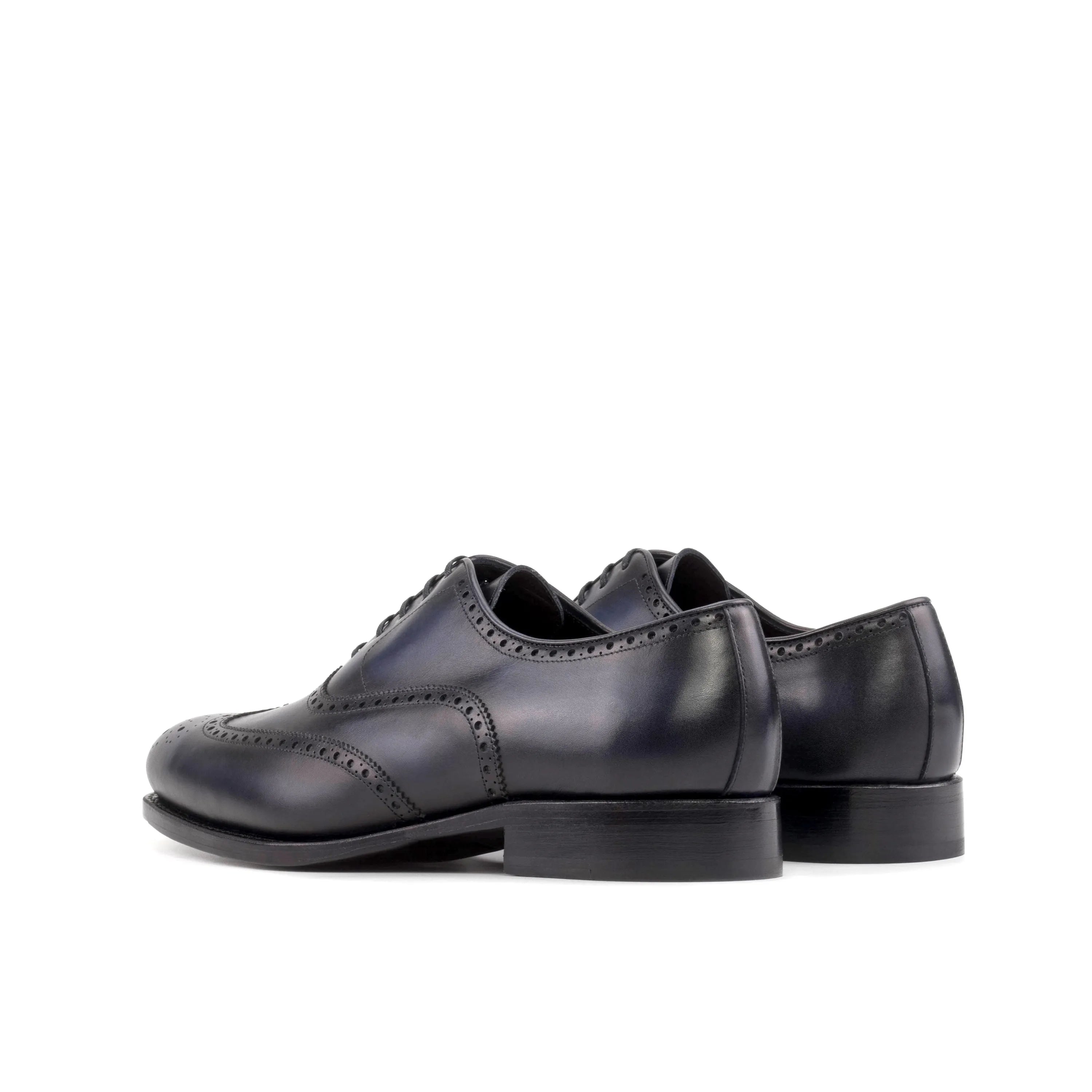 Majestic full brogue dark blue leather dress shoes