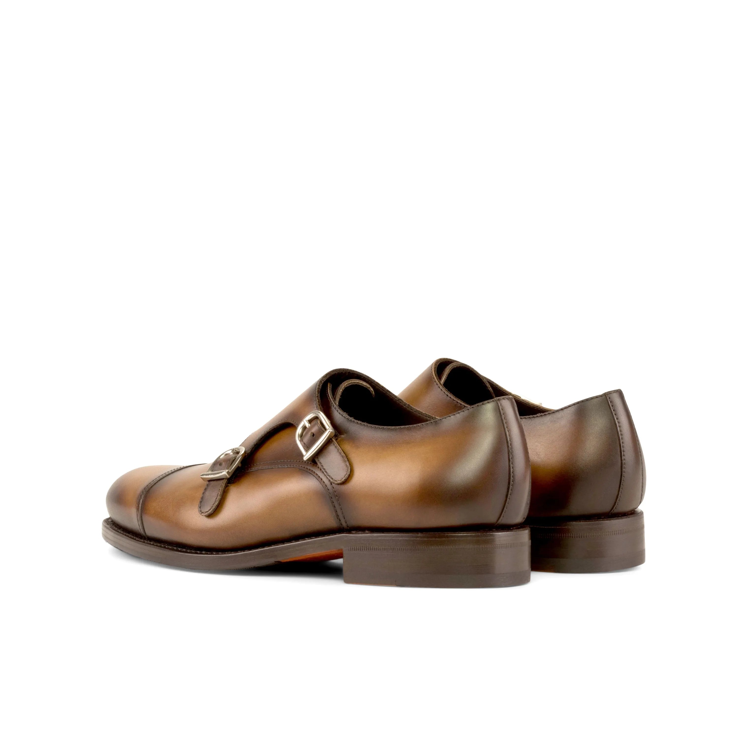 Majesty Double Monk brown leather double monk strap shoes
