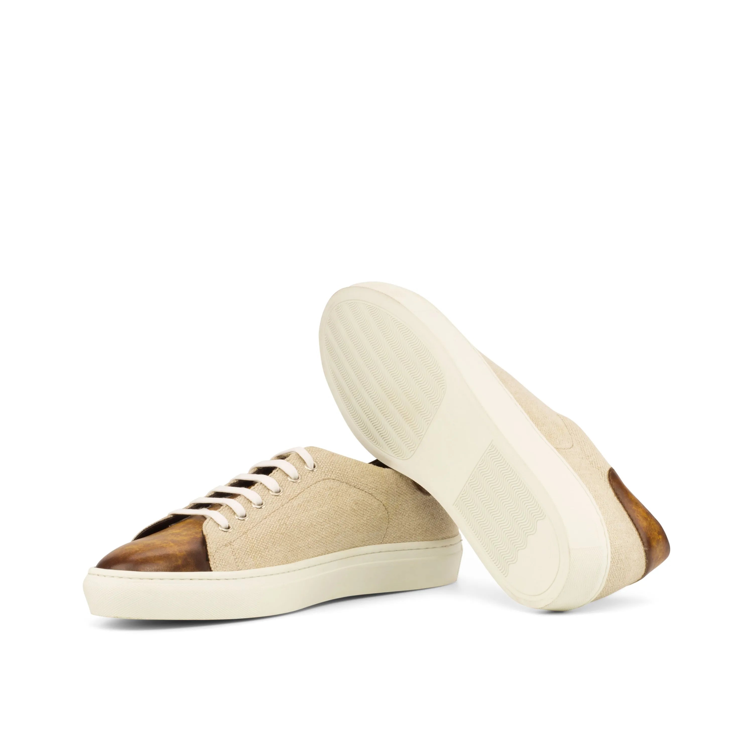 Tan Makya Trainer Patina cupsole trainer sneakers in leather