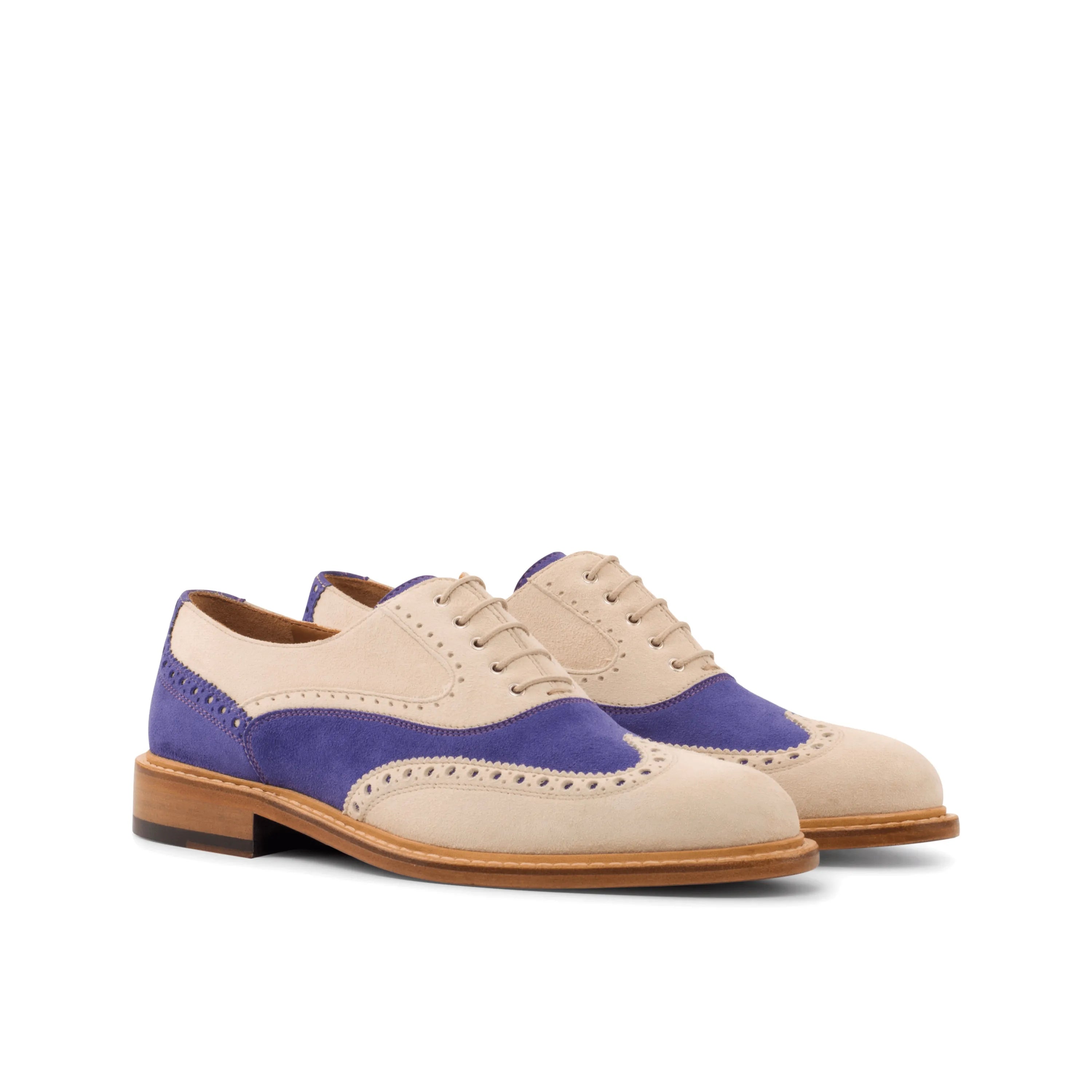Malina ladies full brogue shoes in two-tone leather wingtip design