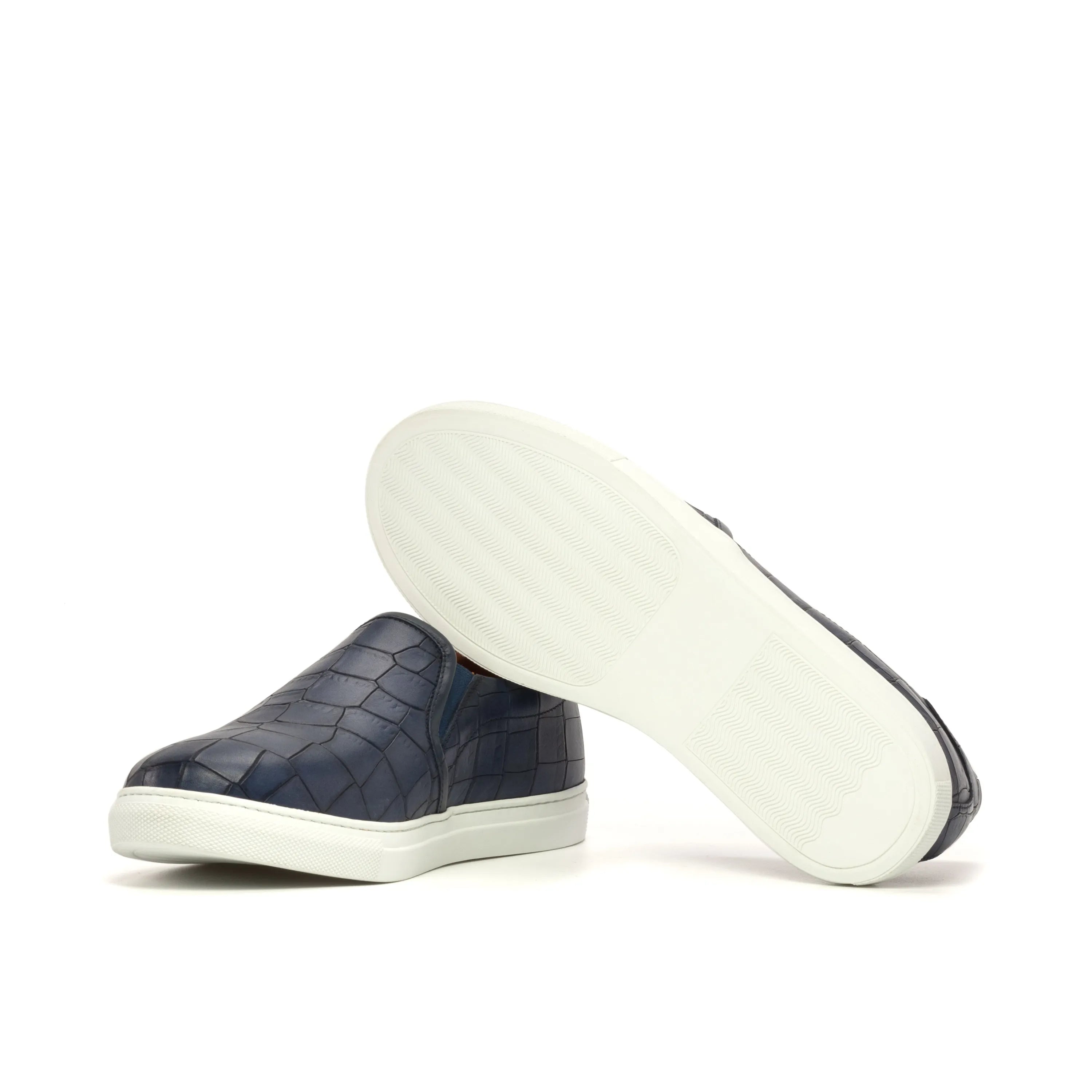 Marlos slip-on sneakers in blue crocodile pattern for men
