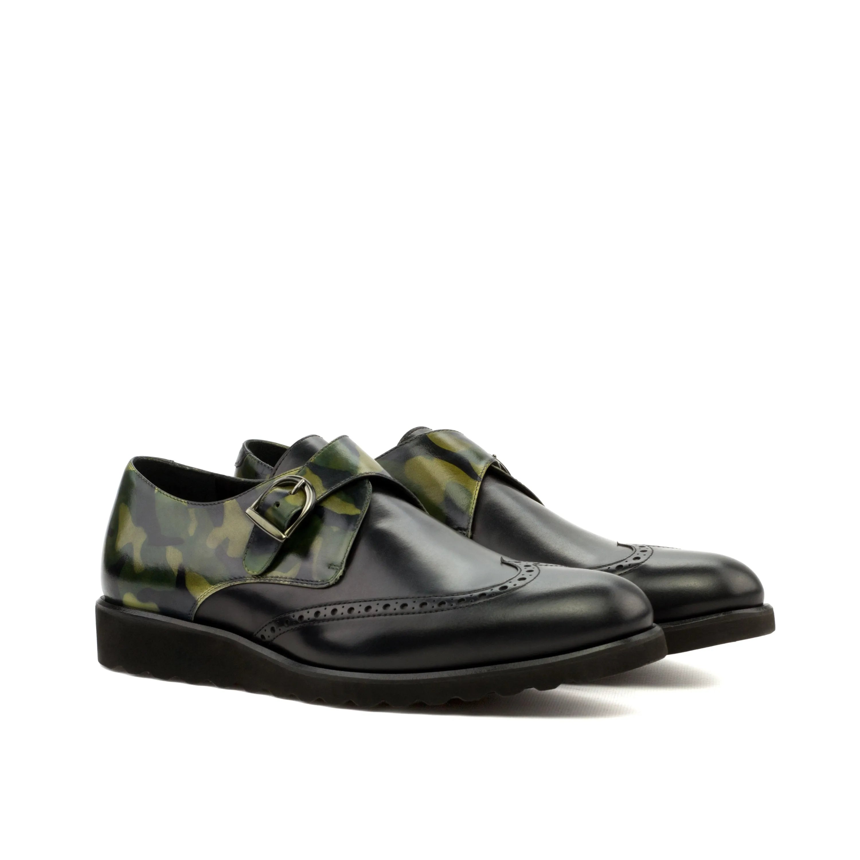 Mason Patina Single Monk shoes with camouflage-accented leather