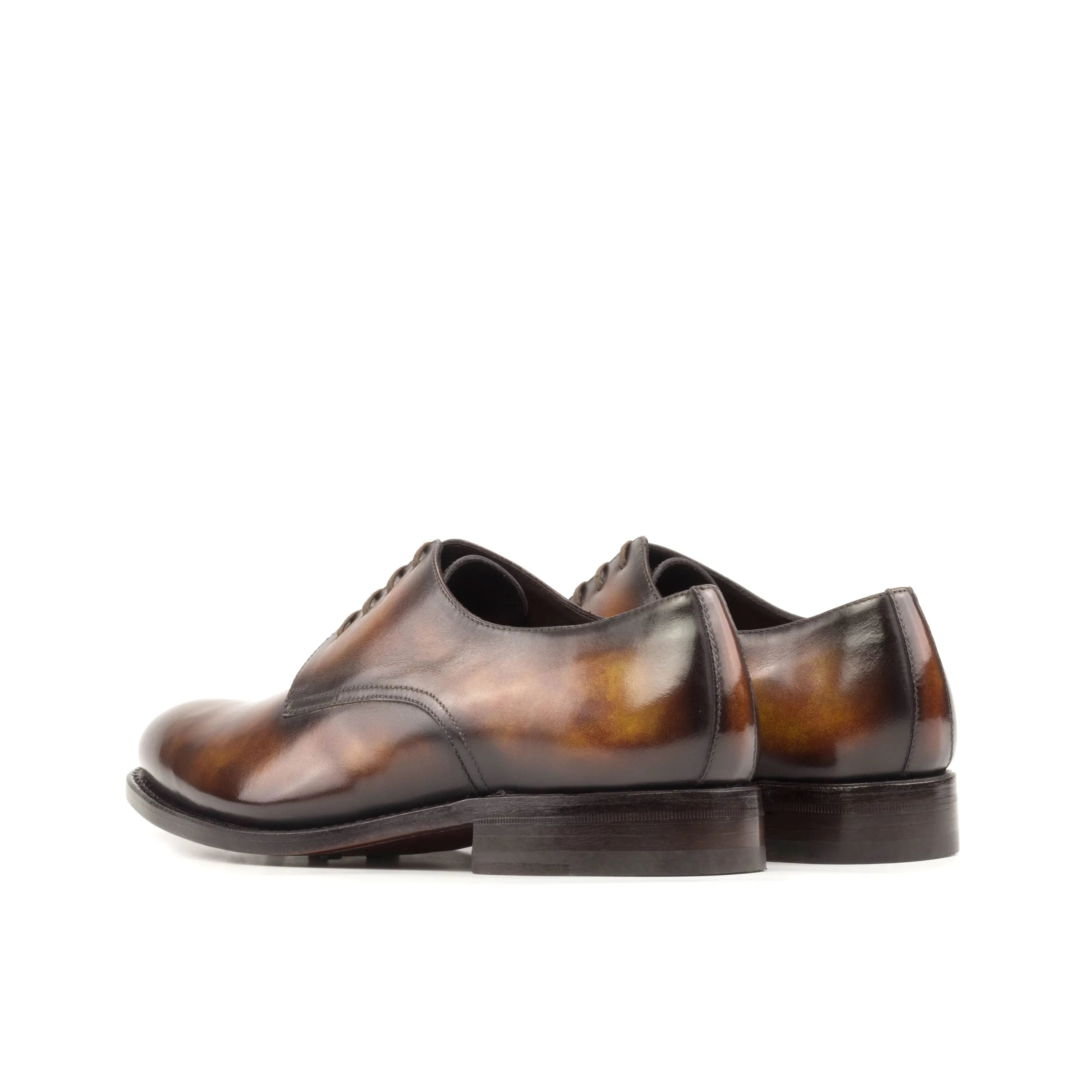 Mikeal Patina Derby brown leather dress shoes in fast lane style