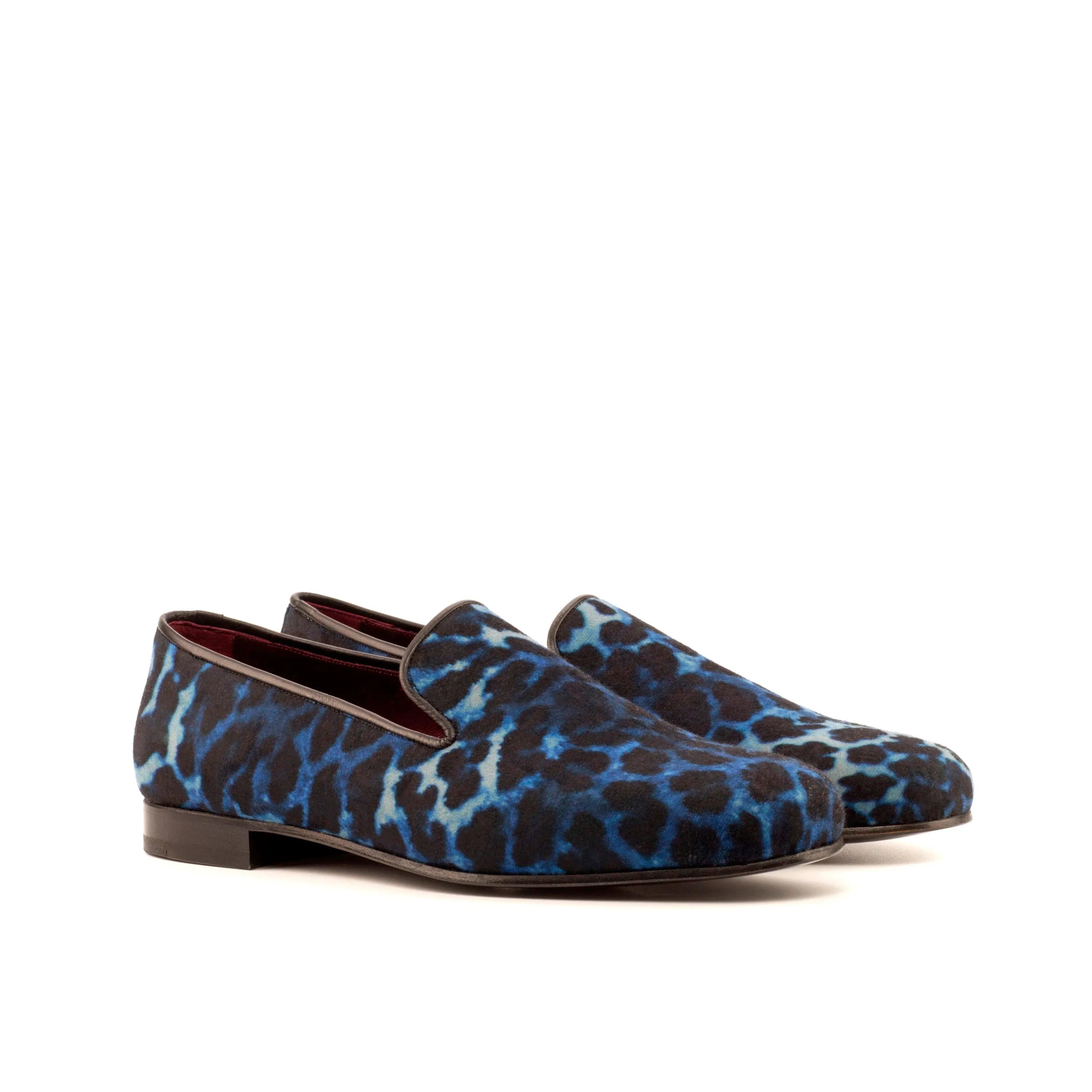 Blue leopard print Monaz Wellington slip on loafers