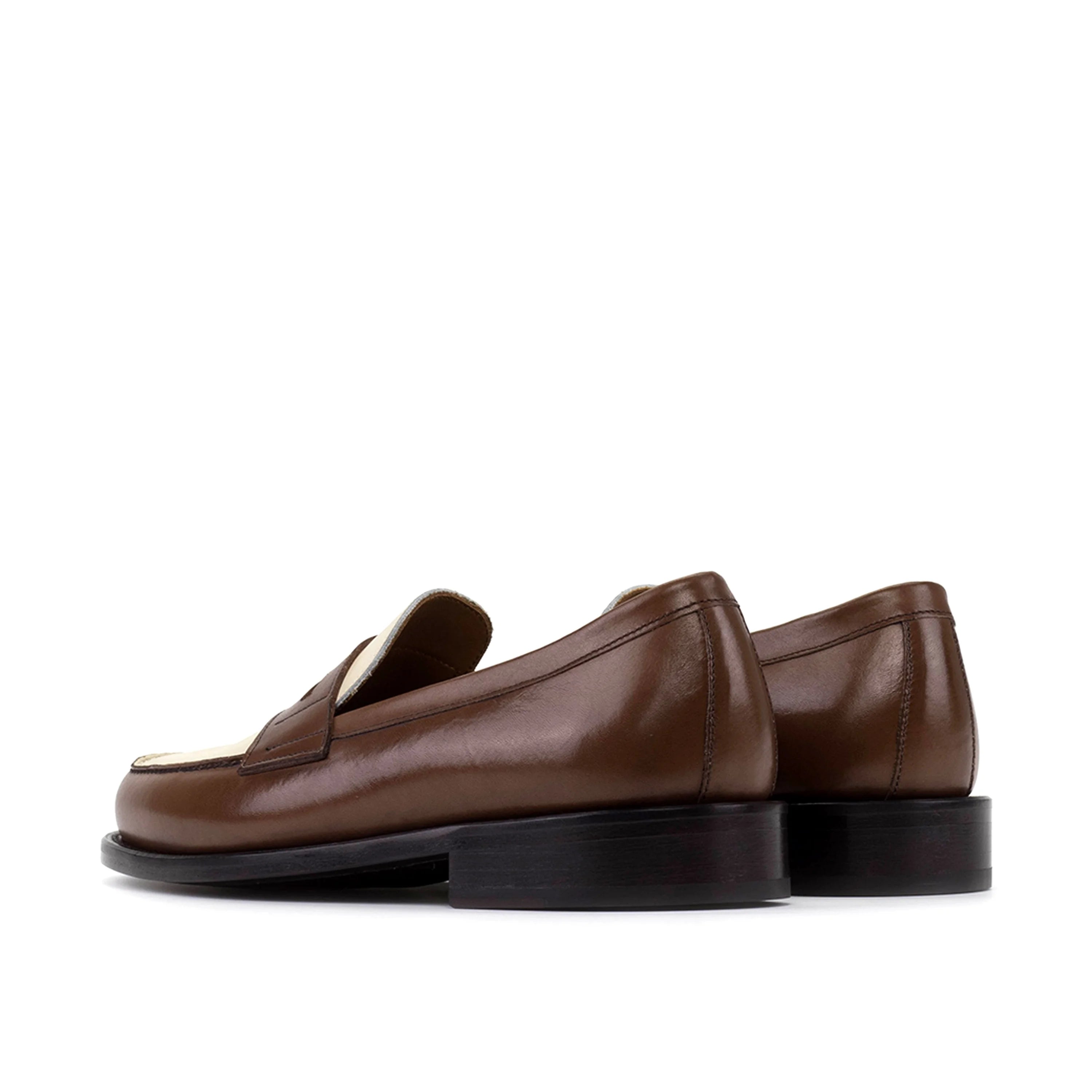 MondayOne penny loafers II in brown leather with cream toe cap