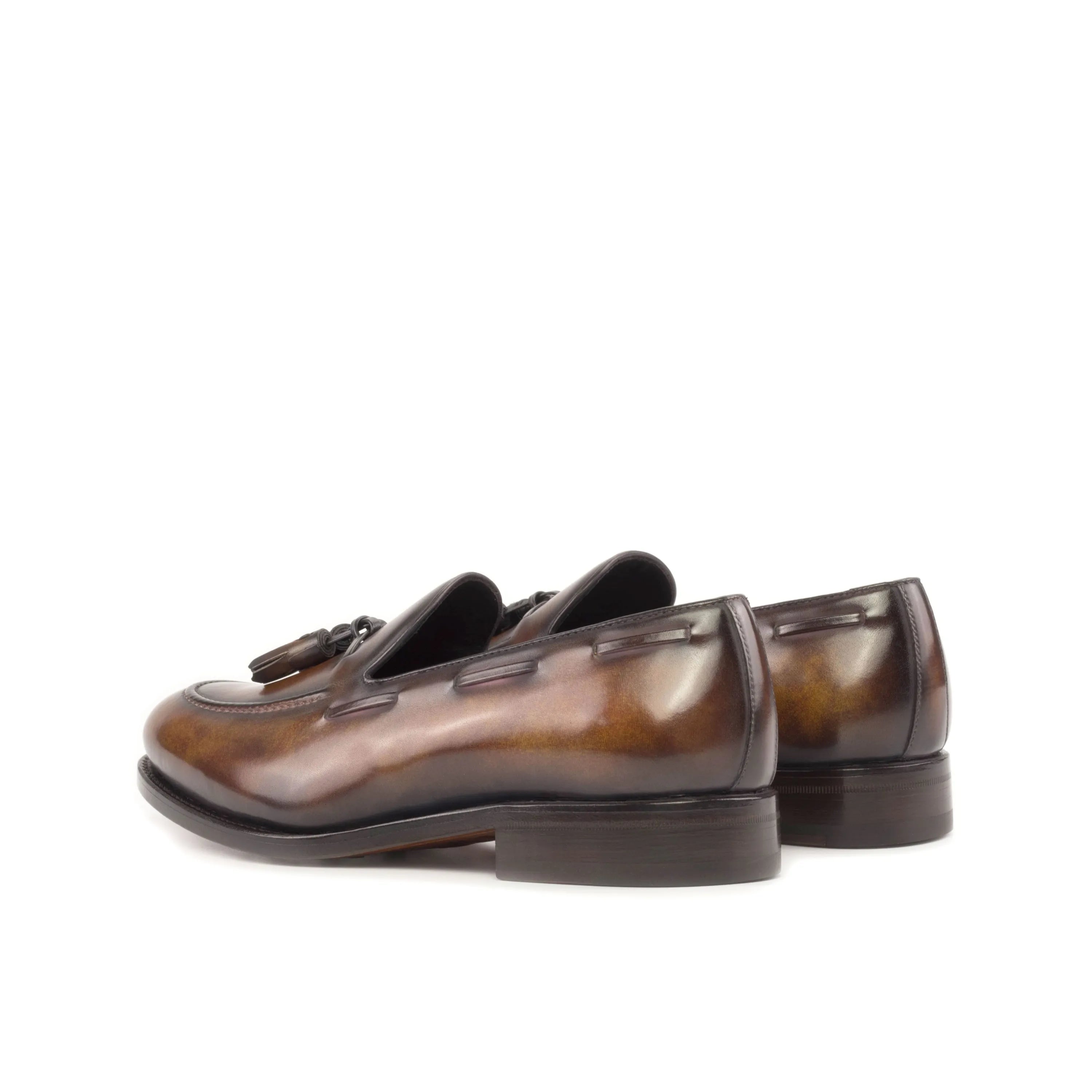 Mozir Patina loafers: brown leather tassel loafers back view